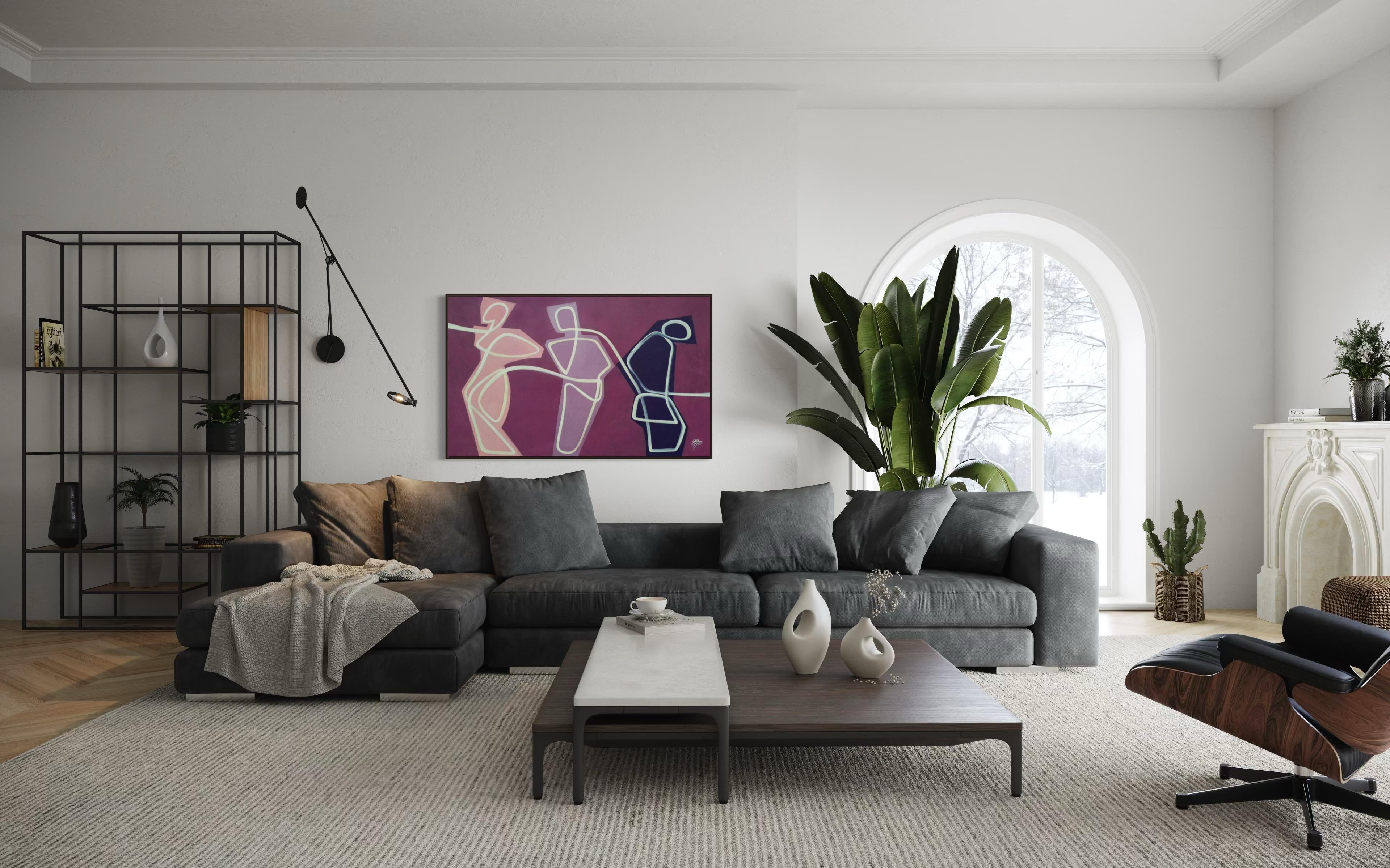 Connected by one network, 90x150cm, Acryl auf Leinwand (Geometrische Abstraktion), Art, von Tatiana Nega
