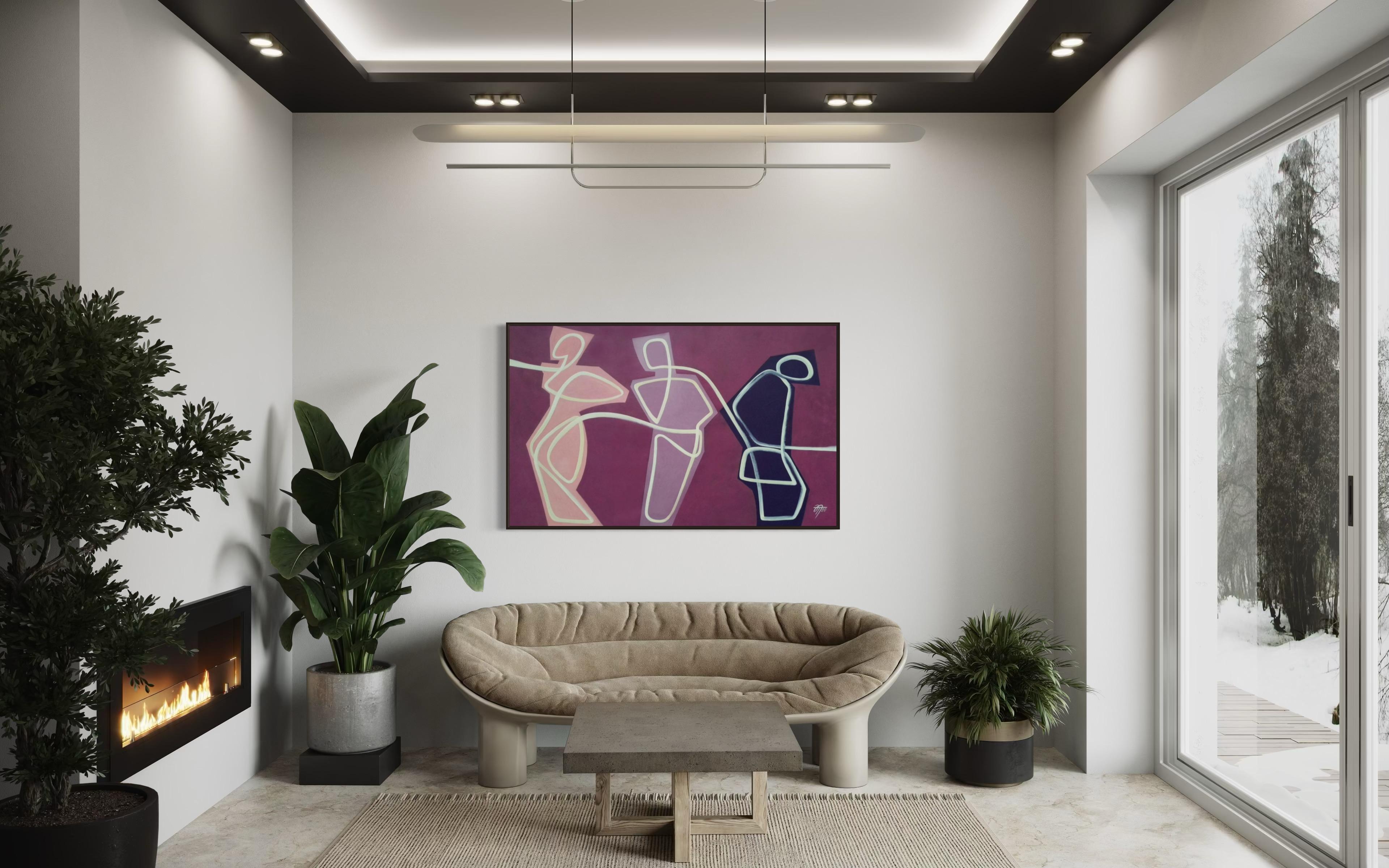 Connected by one network, 90x150cm, Acryl auf Leinwand im Angebot 2