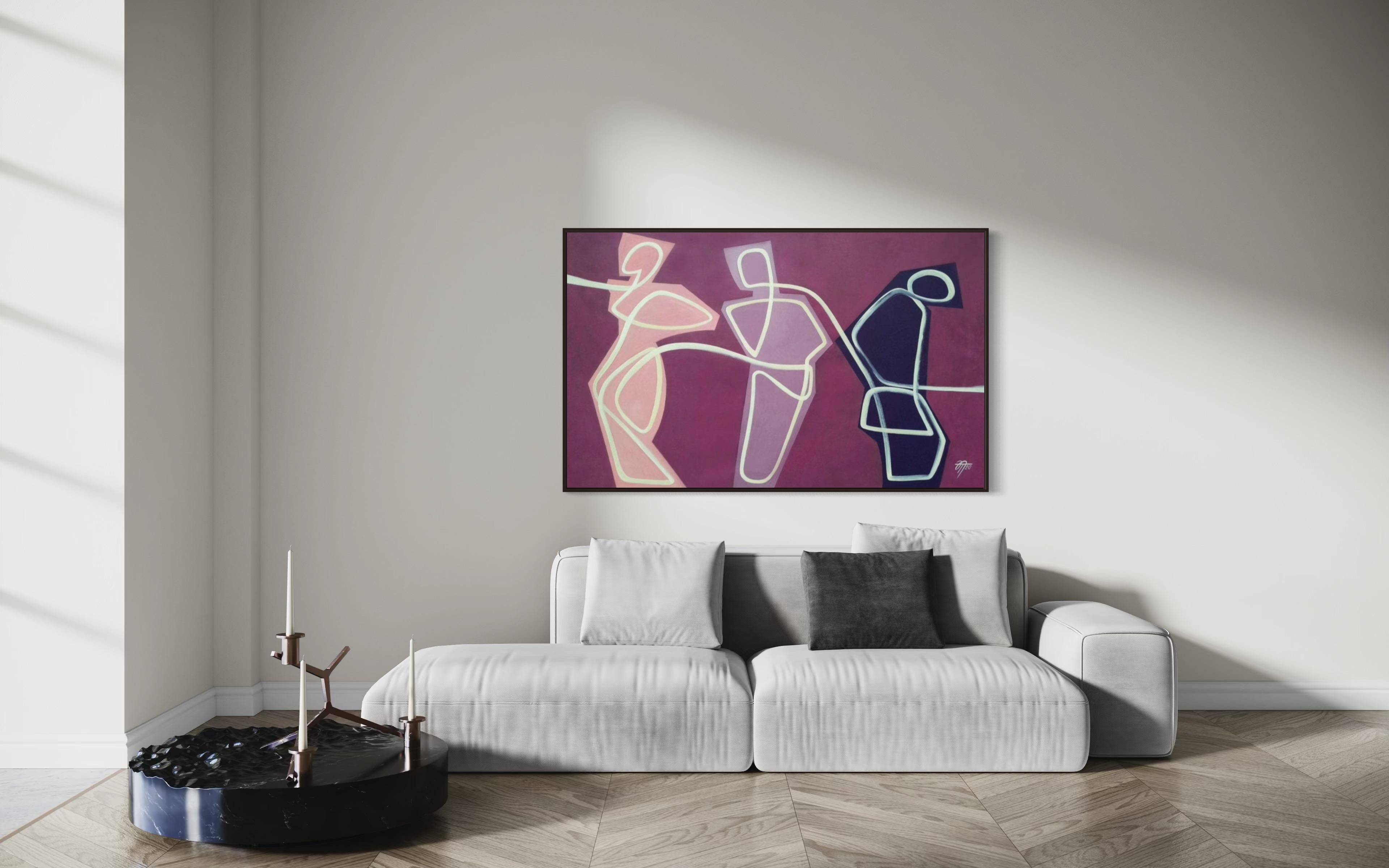 Connected by one network, 90x150cm, Acryl auf Leinwand im Angebot 3