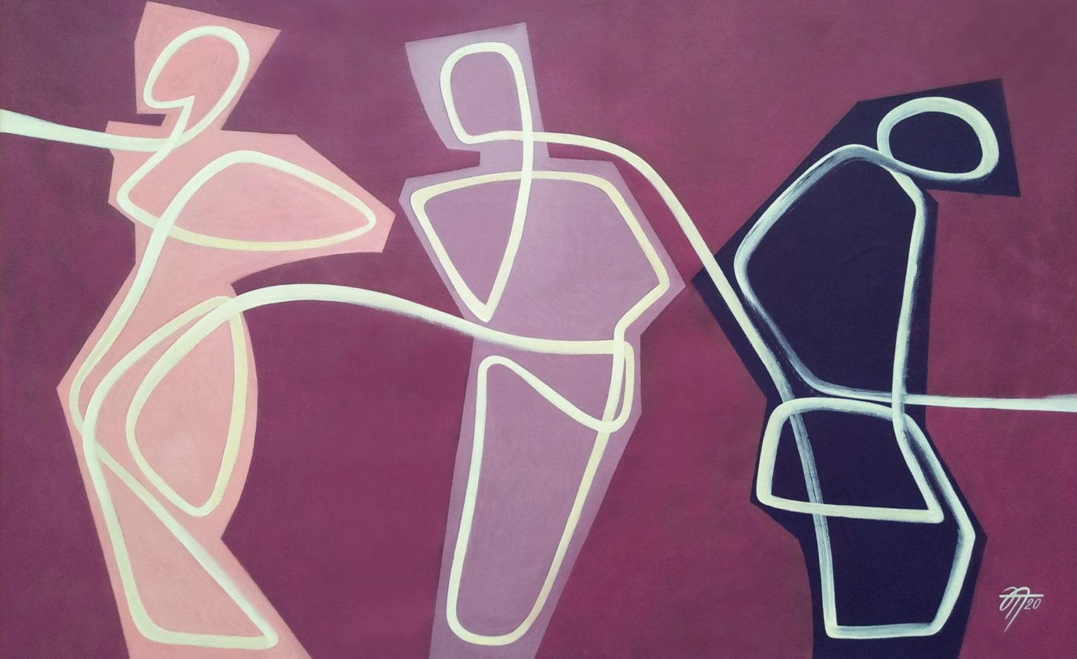 Connected by one network, 90x150cm, acrylic on canvas - Painting by Tatiana Nega