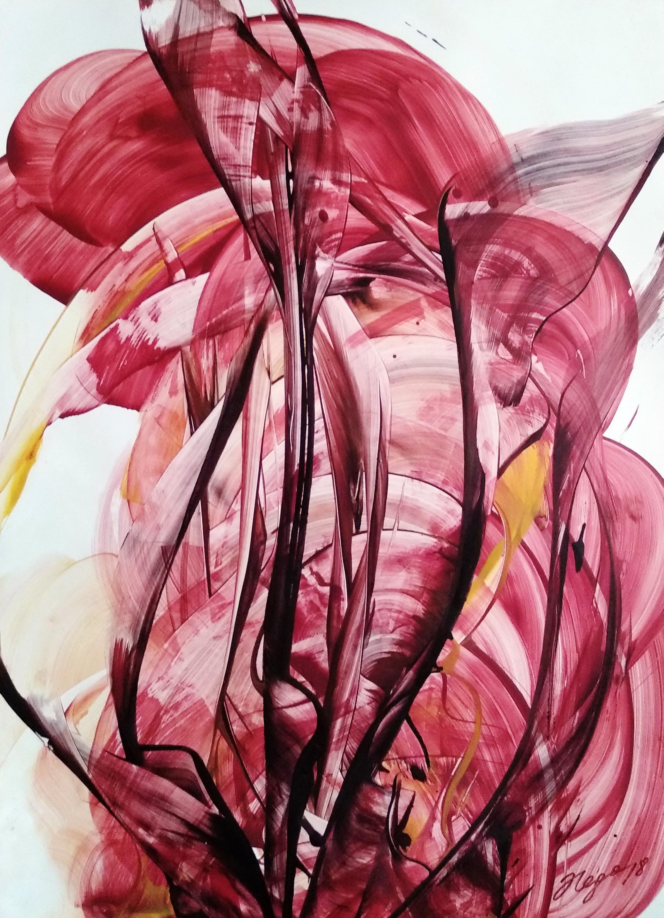 Tatiana Nega Abstract Painting - Flowers 70x50cm