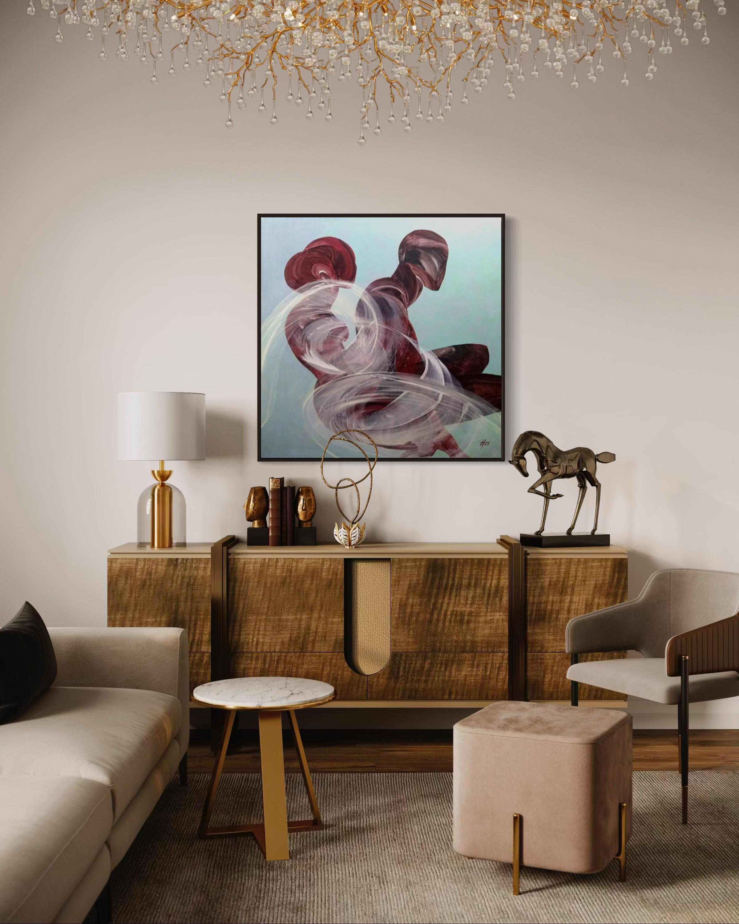 I want to be with you so much, 100x100cm, acrylic on canvas - Contemporary Painting by Tatiana Nega