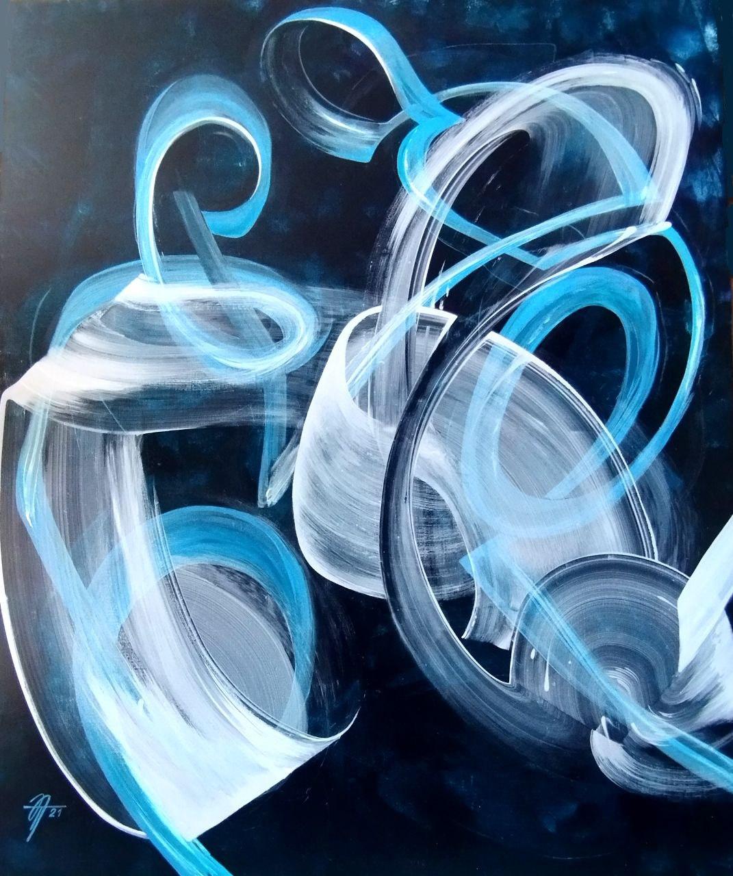 Tatiana Nega Abstract Painting - Let me go , 120x100 cm, acrylic on canvas