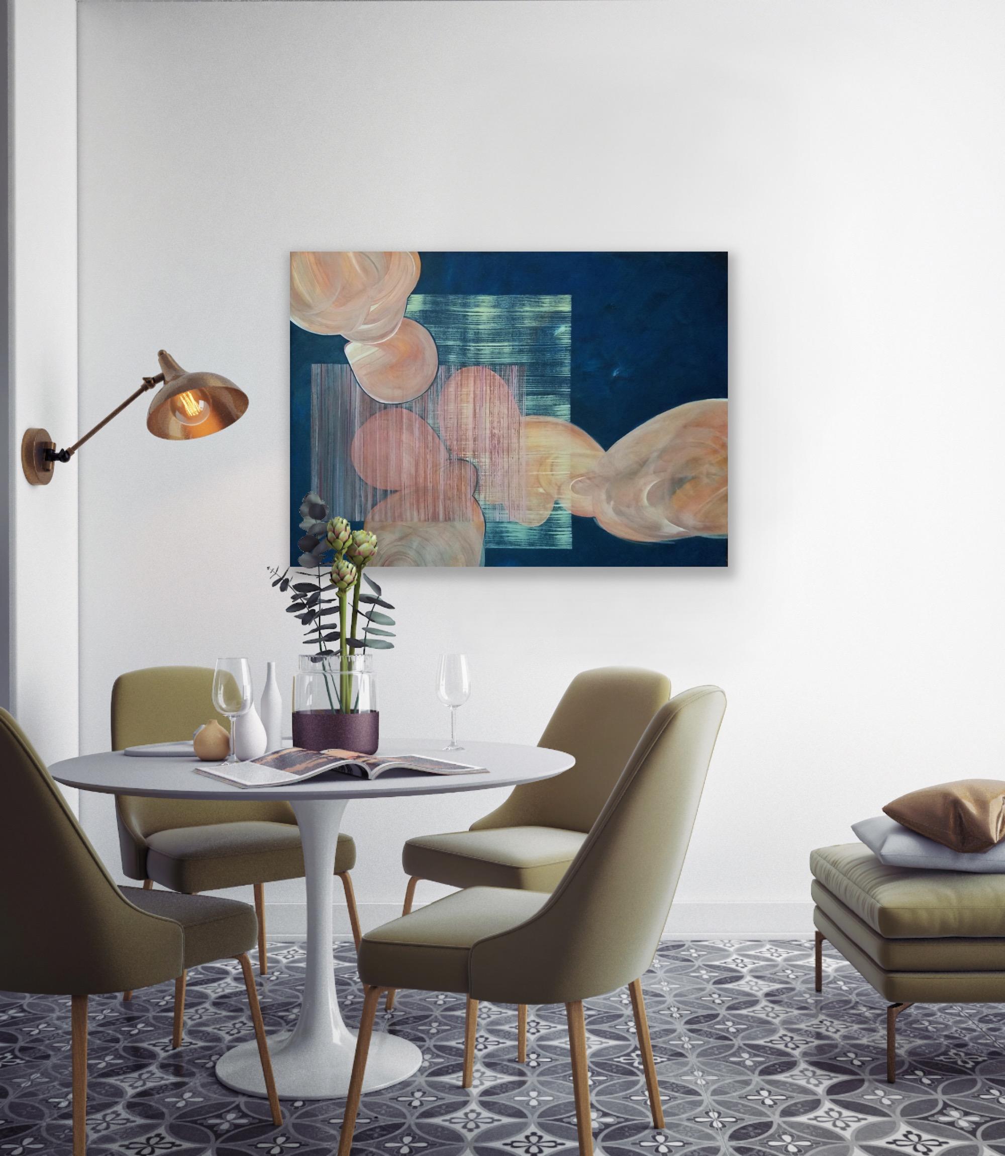 L'illusione dell'intimità, 70x100cm, acrilico su tela - Painting Astrattismo geometrico di Tatiana Nega