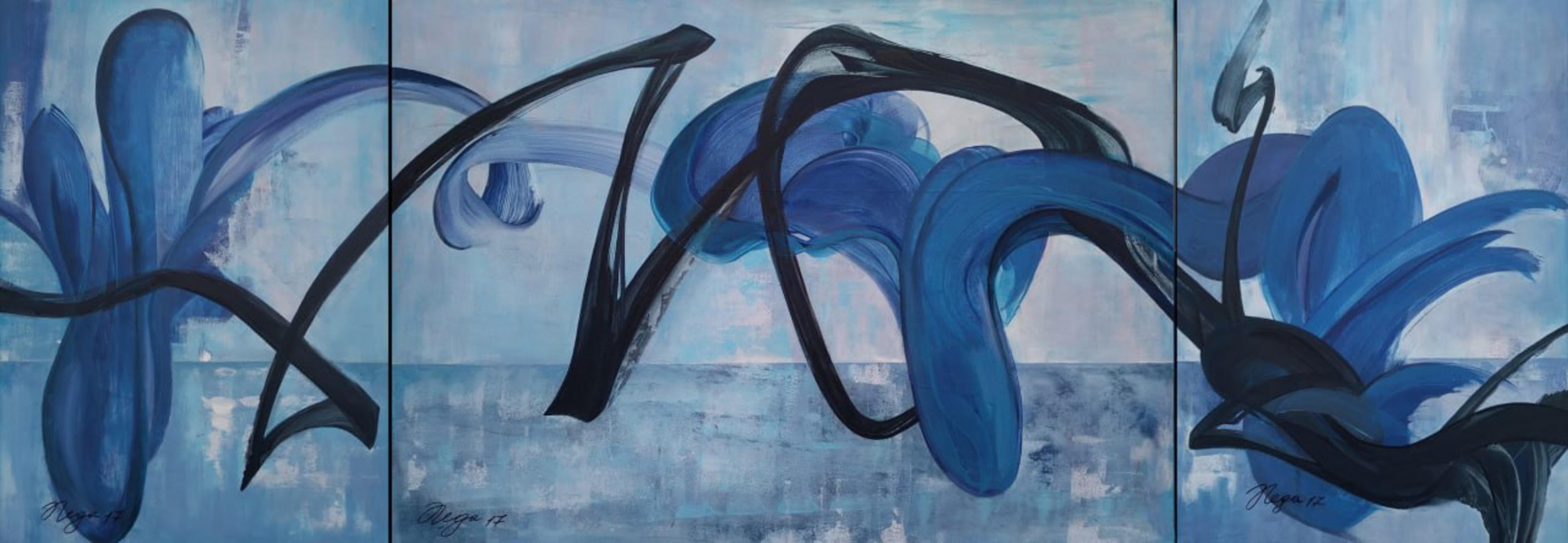 Trittico "Nostalgia della scrittura a mano" 100x280cm, acrilico su tela