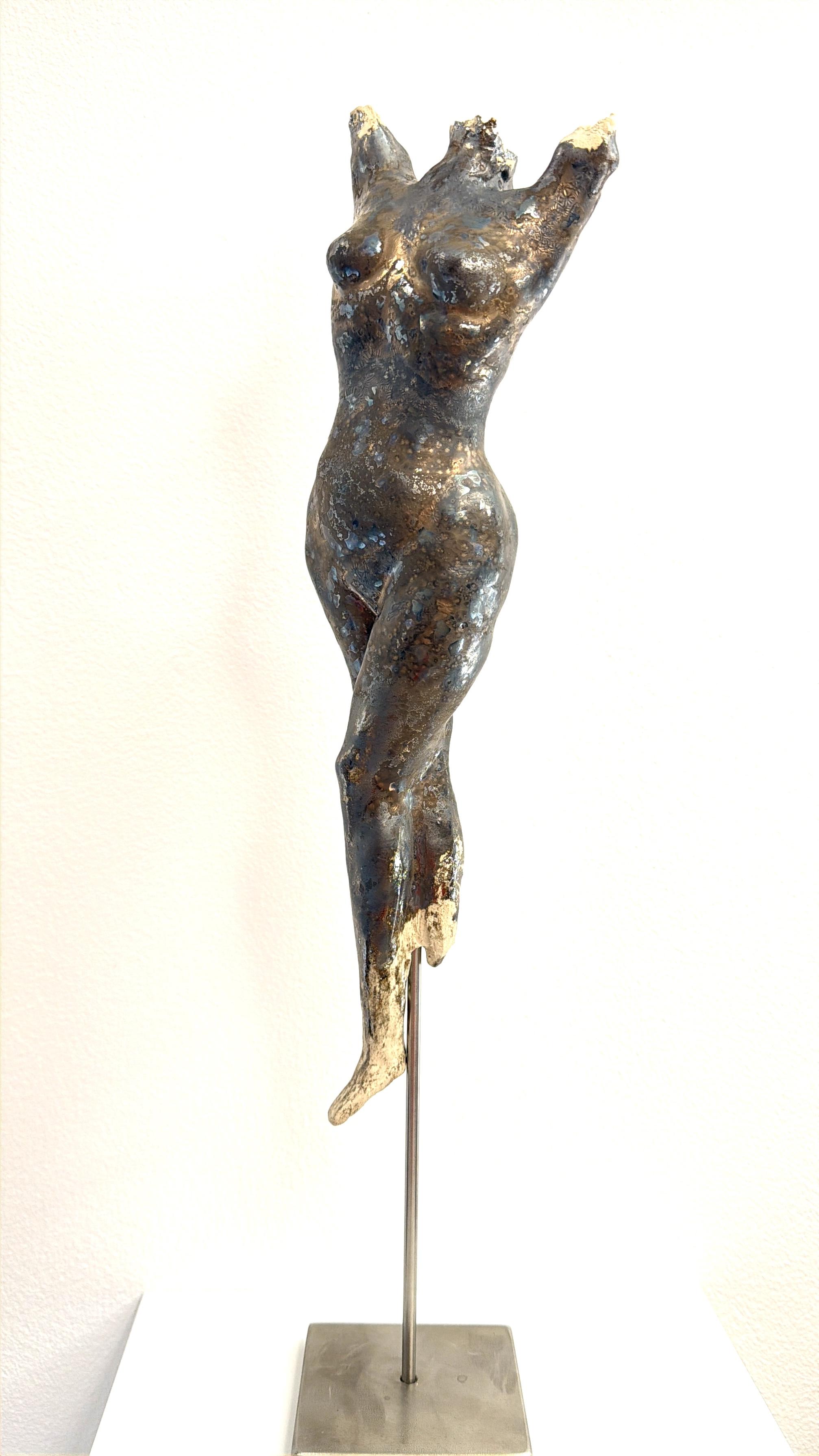 Eliara. Emergence series. bronze-toned ceramic sculpture , abstract female form