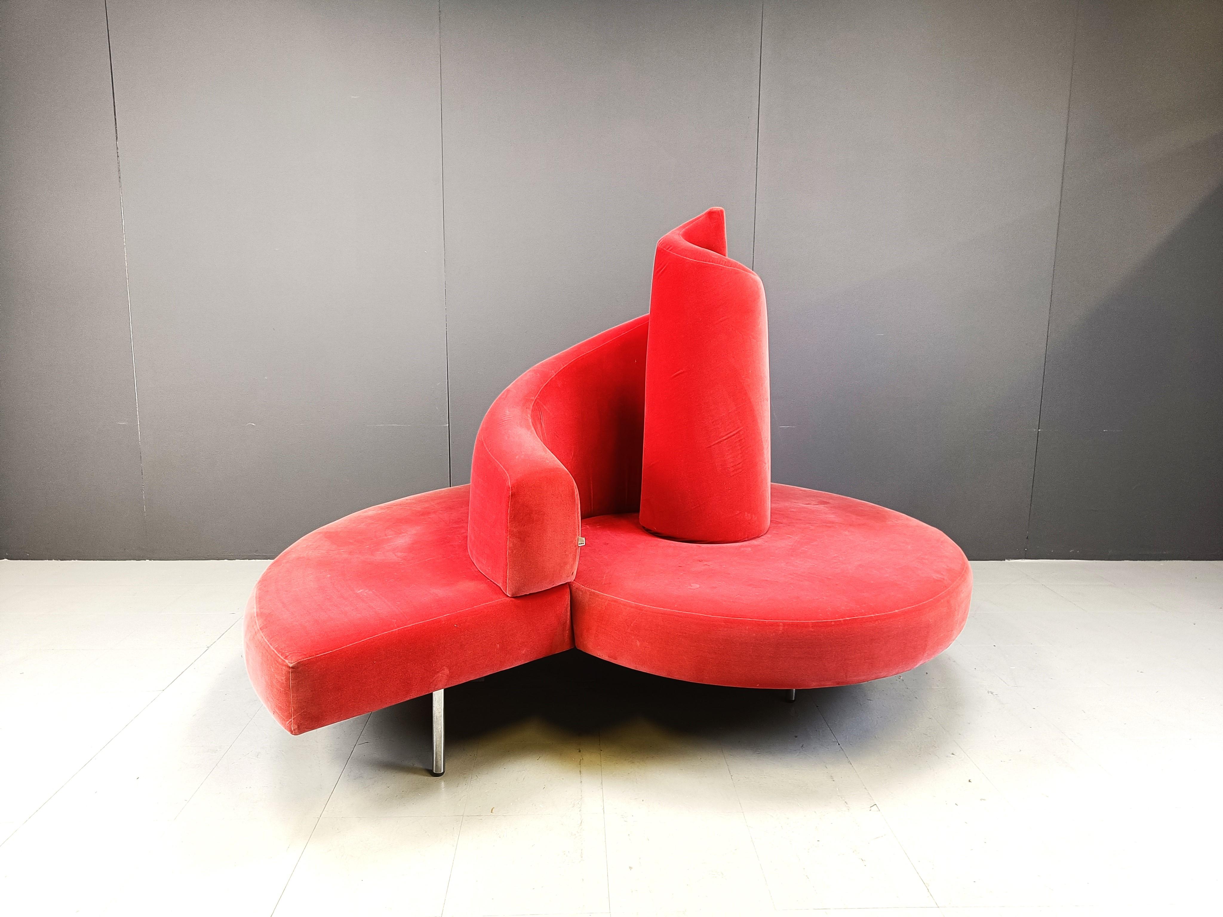 Tatlin-Sofa aus Samt von Edra, 1990er Jahre im Zustand „Gut“ in Leuven, Vlaams Gewest