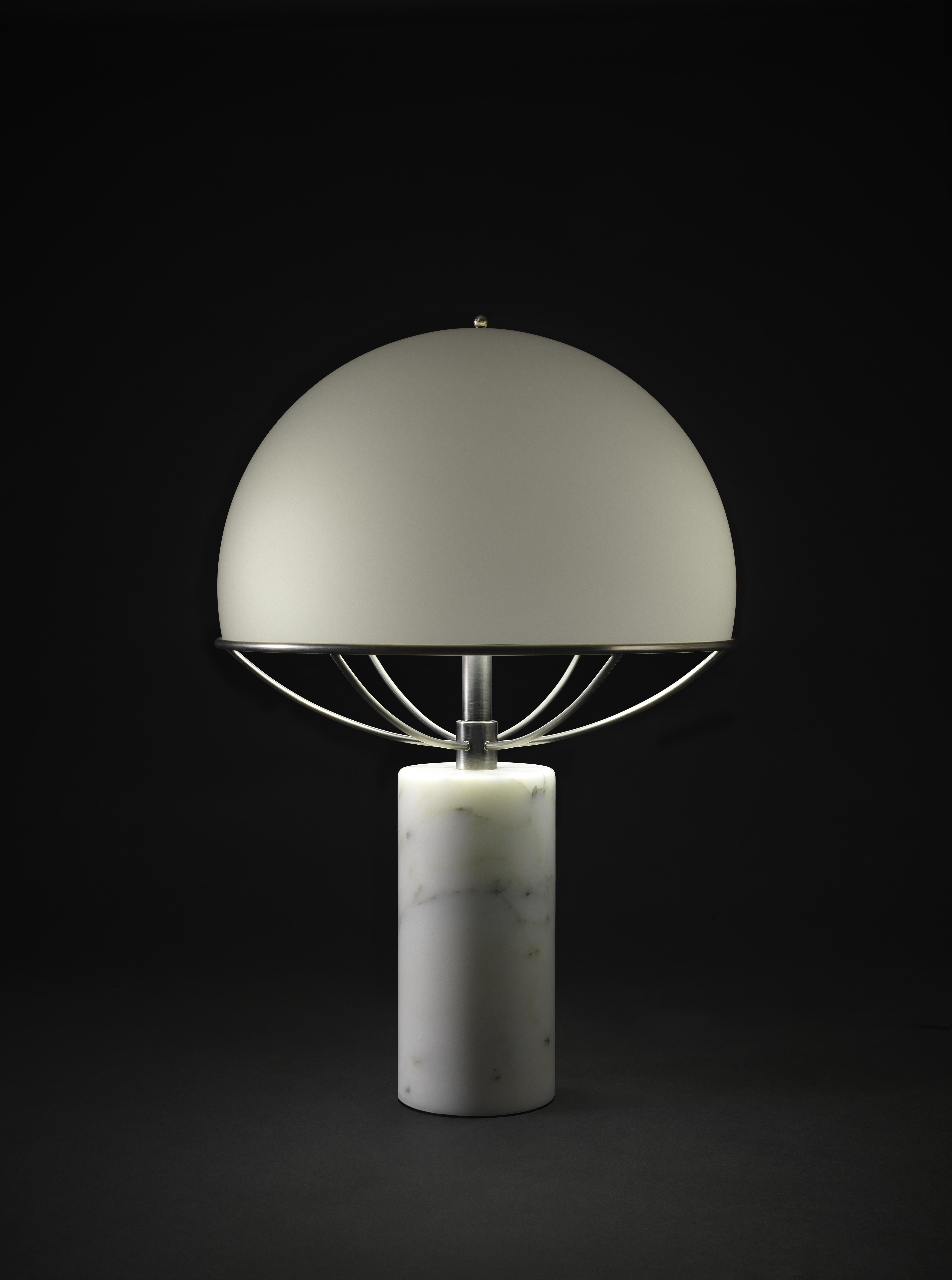 Contemporary Tato Italia 'Jil' Table Lamp in Chrome and White Glass