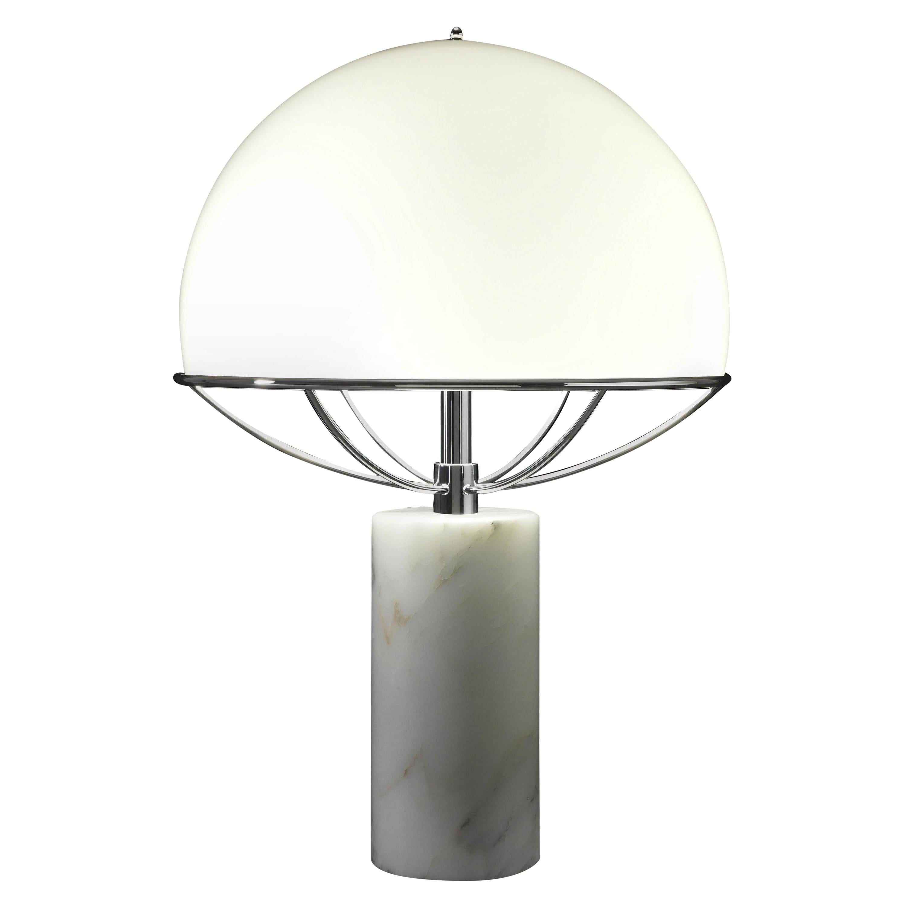 Tato Italia 'Jil' Table Lamp in Chrome and White Glass