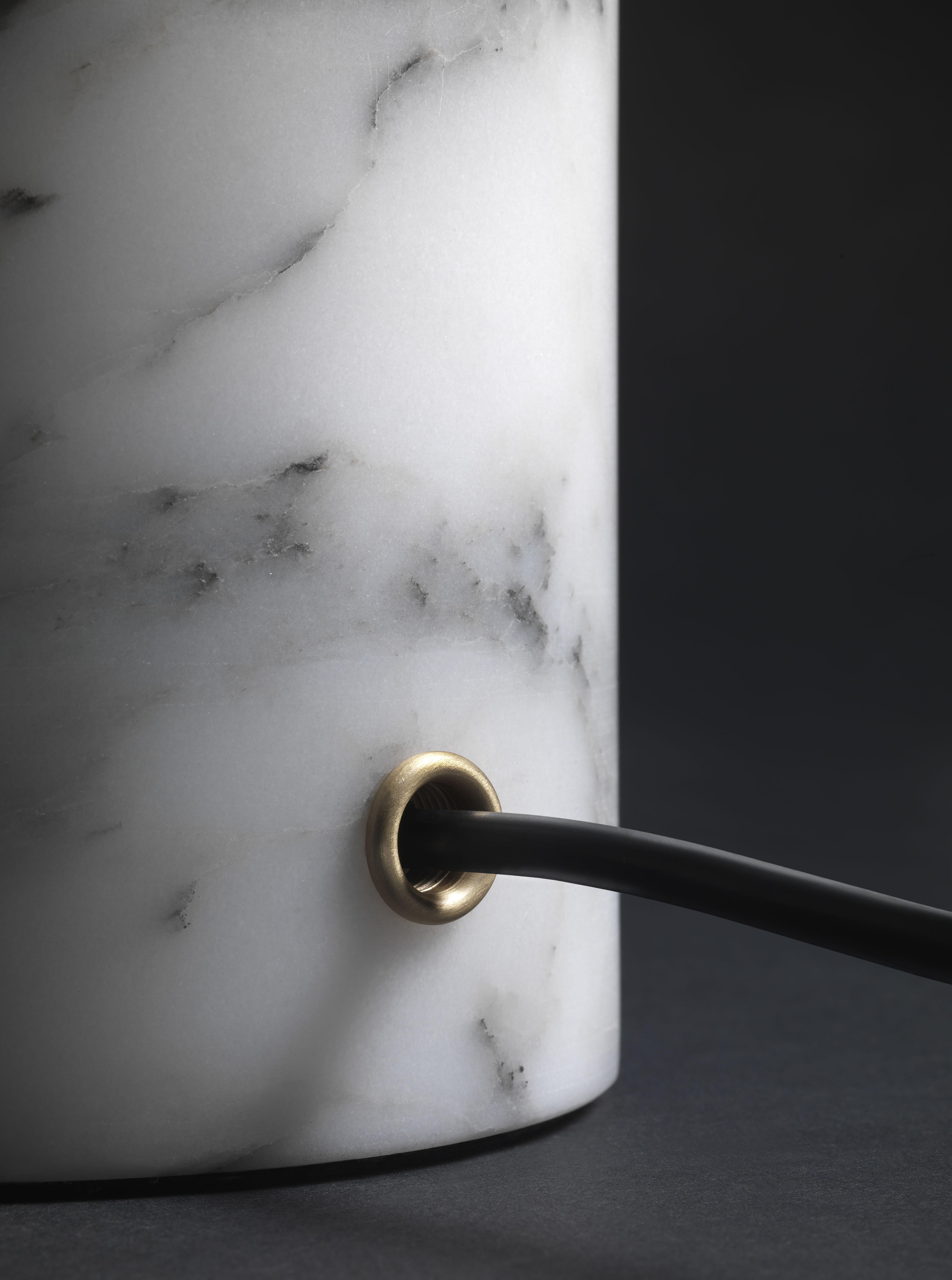 Contemporary Tato Italia 'Jil' Table Lamp in Satin Black Chrome and White Glass