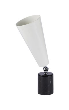 Tato Italia 'Vox' Table Lamp in Black Marquinia Marble, Chrome, and White