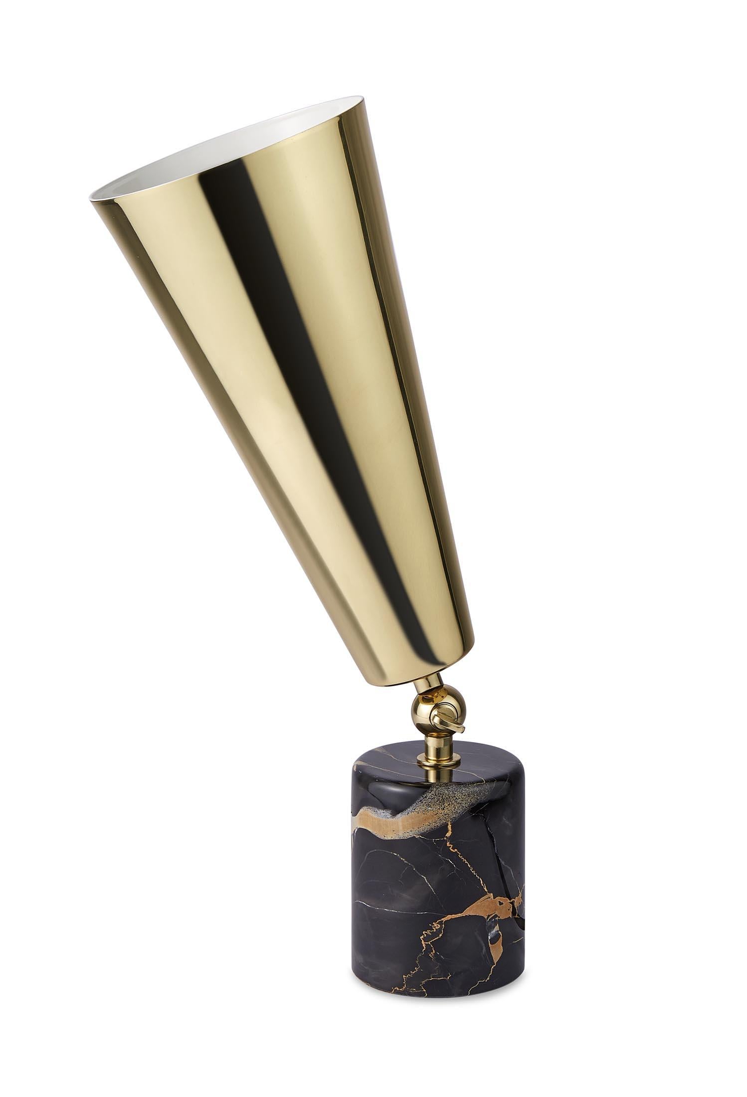Tato Italia 'Vox' Table Lamp in Portoro Marble and Brass. Designed by Lorenza Bozzoli in 2016.

Price is per item. Available to order in unlimited quantities. Available in 15.7