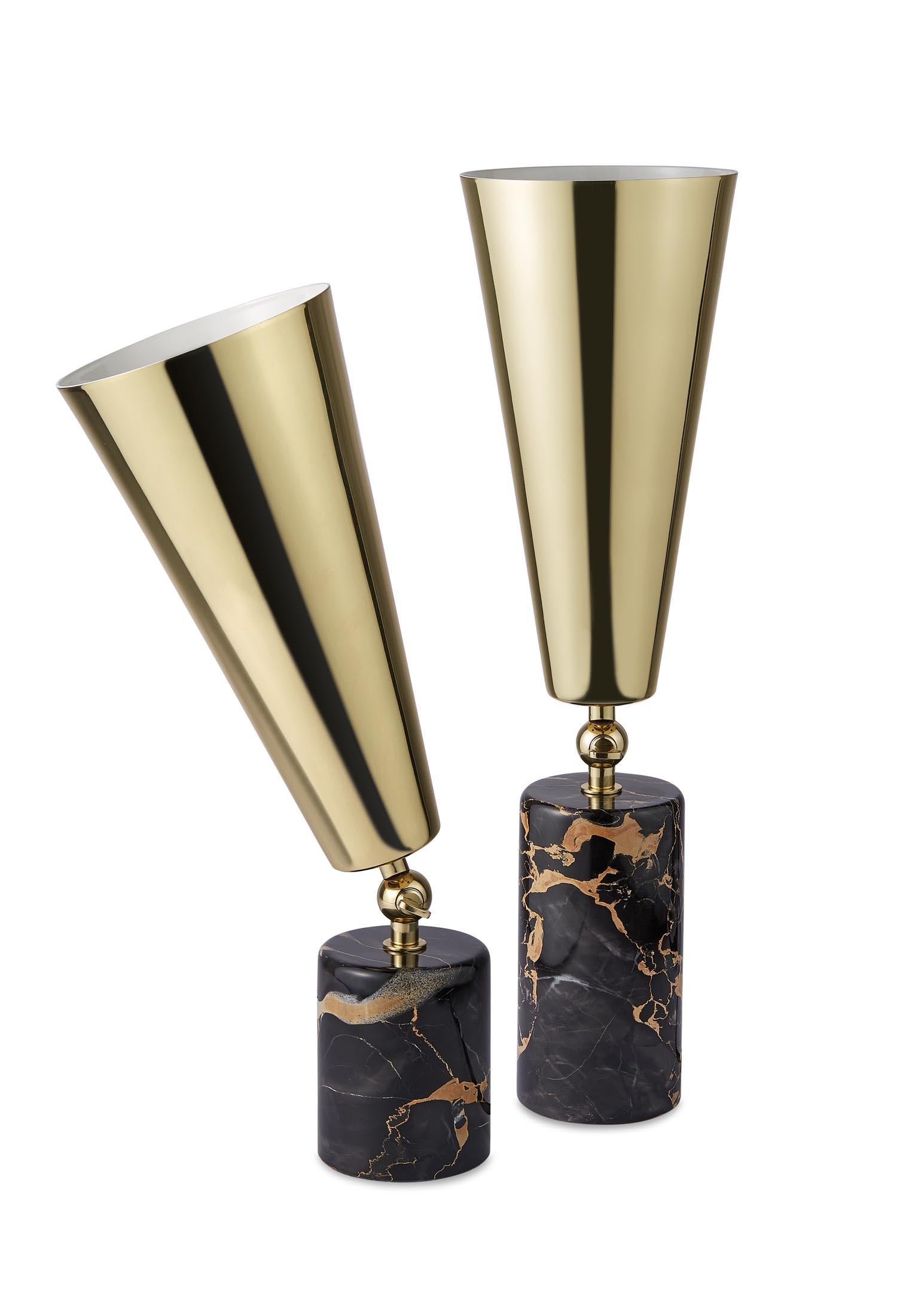 Mid-Century Modern Tato Italia 'Vox' Table Lamp in Portoro Marble and Brass For Sale