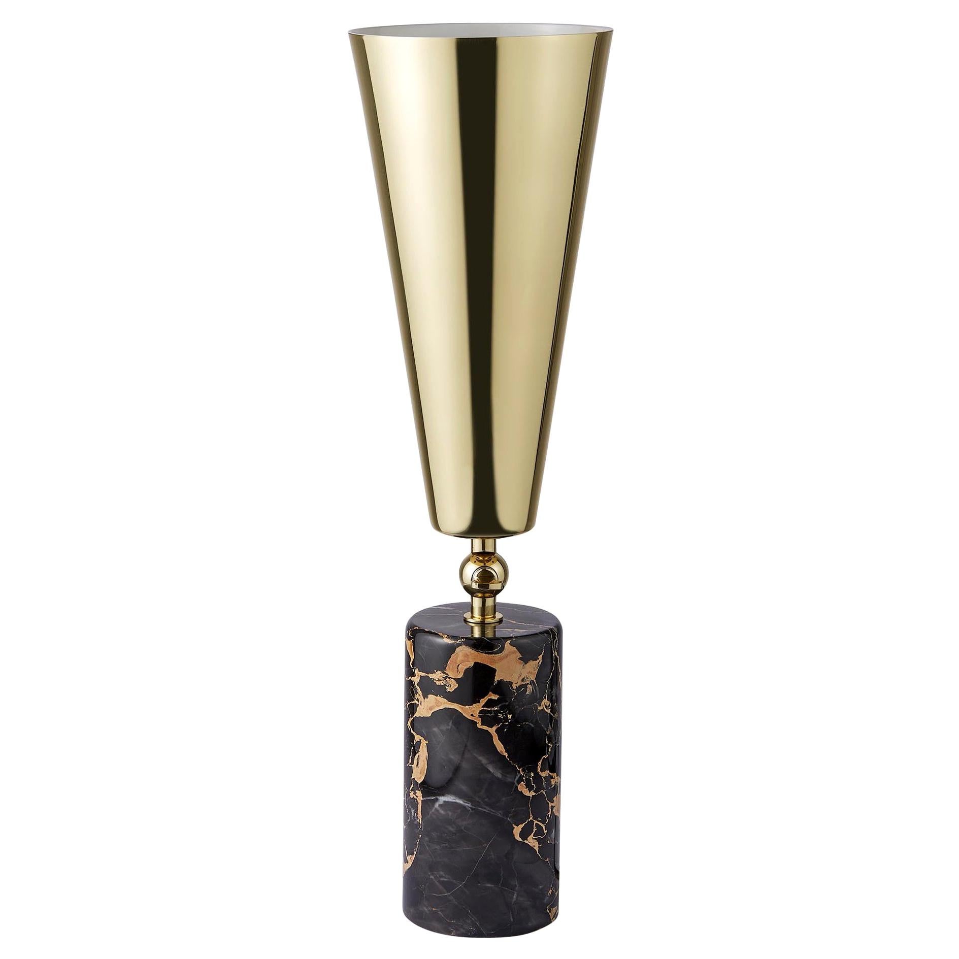 Tato Italia 'Vox' Table Lamp in Portoro Marble and Brass