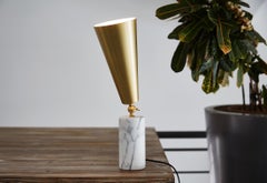 Tato Italia 'Vox' Table Lamp in White Carrara Marble and Satin Brass