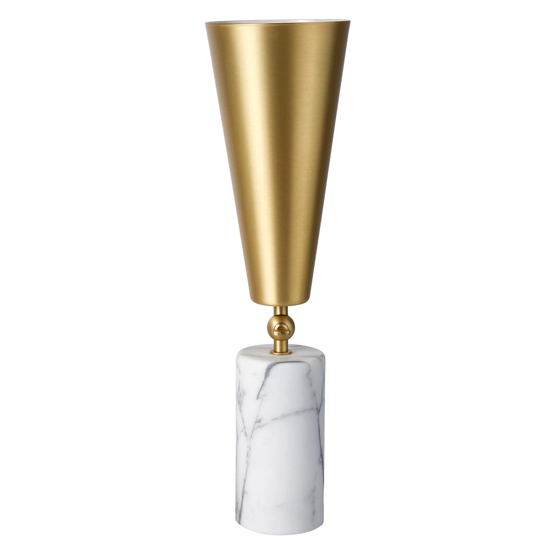 Tato Italia 'Vox' Table Lamp in White Carrara Marble and Satin Brass For Sale