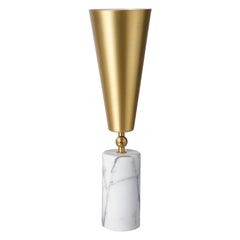 Tato Italia Vox Table Lamp in White Carrara Marble and Satin Brass