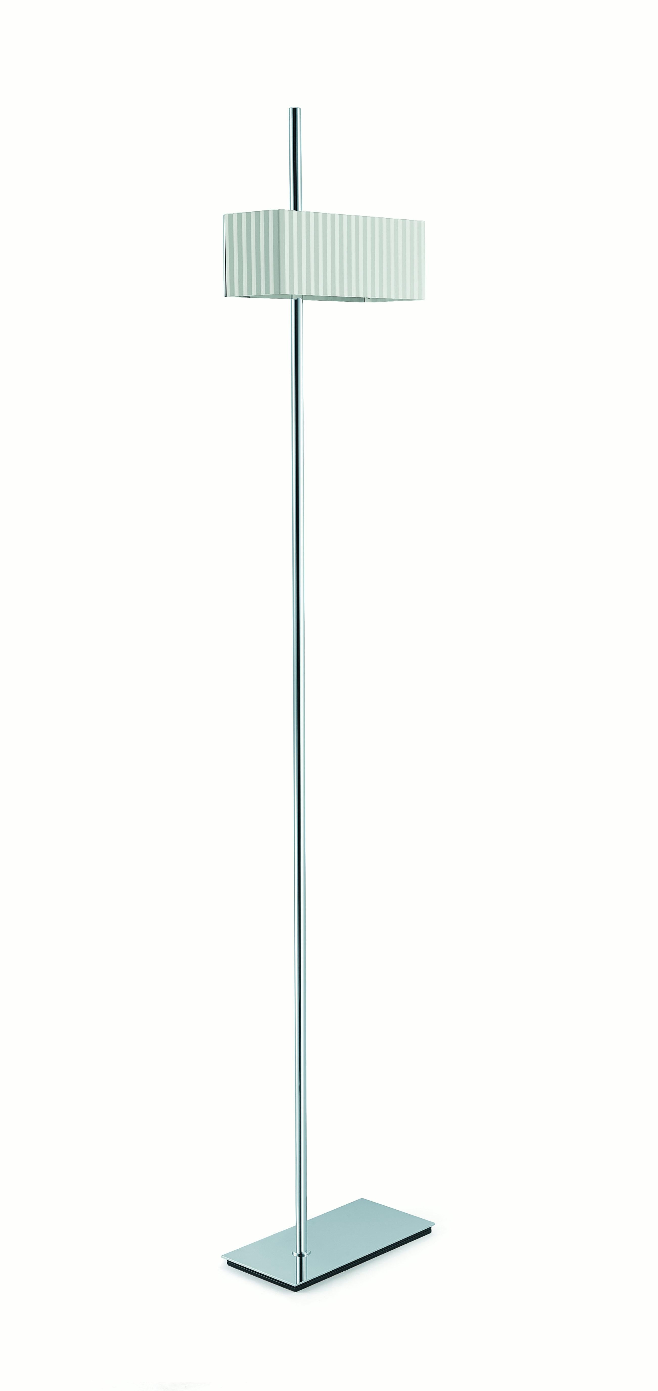 Tato Italia Wallie Piantana floor lamp in chrome and white. 

With the strength of the optimism of 1950s design and a solid industrial certainty, Wallie explodes like a firework and it comes in a range of variations. The chandelier, the table