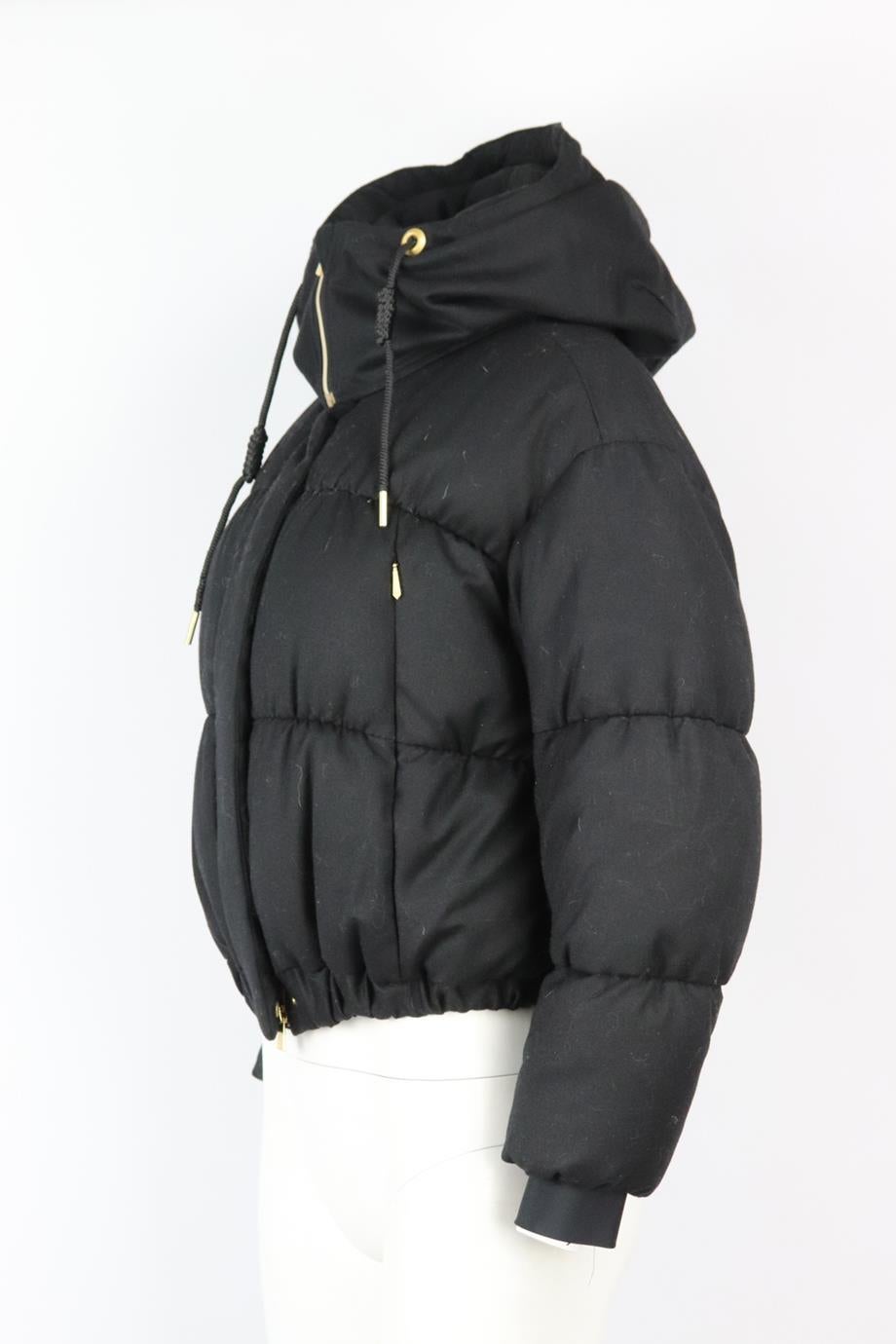 Black Tatras Hooded Quilted Wool Down Jacket Uk 10