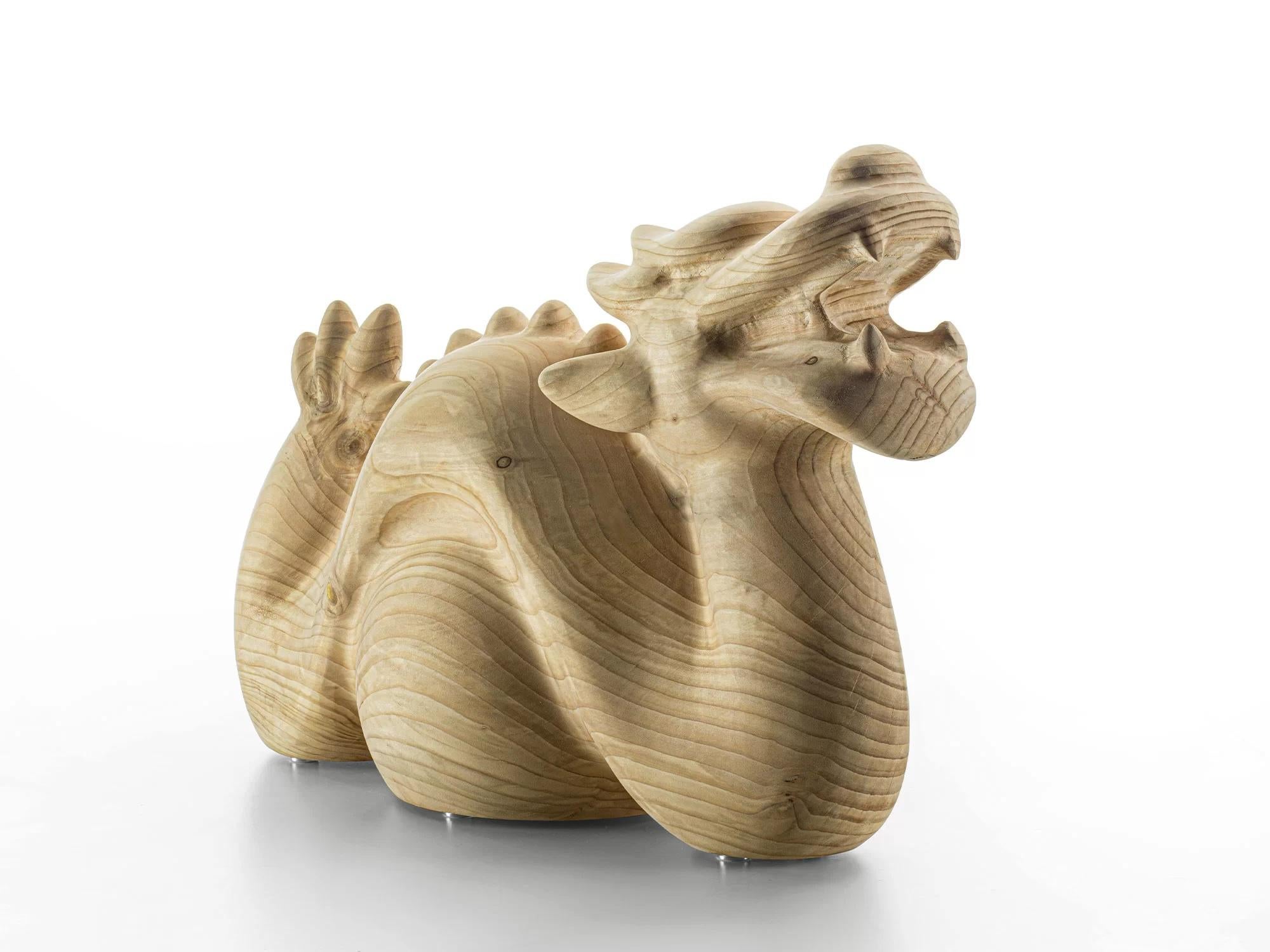 Italian Tatsu Solid Wood Dragon Sculpture, Designed by Setsu-&-Shinobu-Ito For Sale