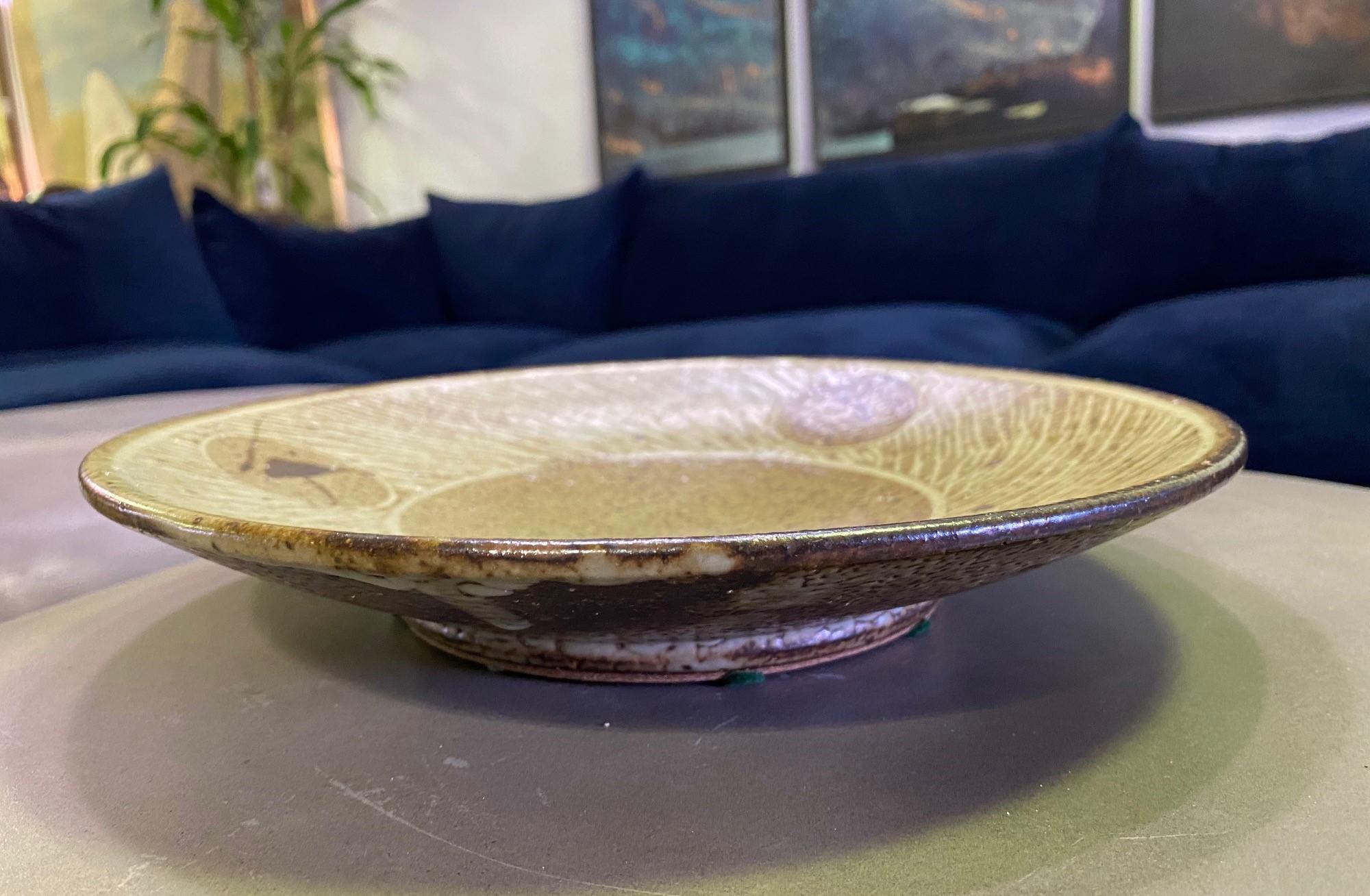 Tatsuzo Shimaoka Japanese Glazed Rope Inlay Pottery Ceramic Plate Low Bowl 4