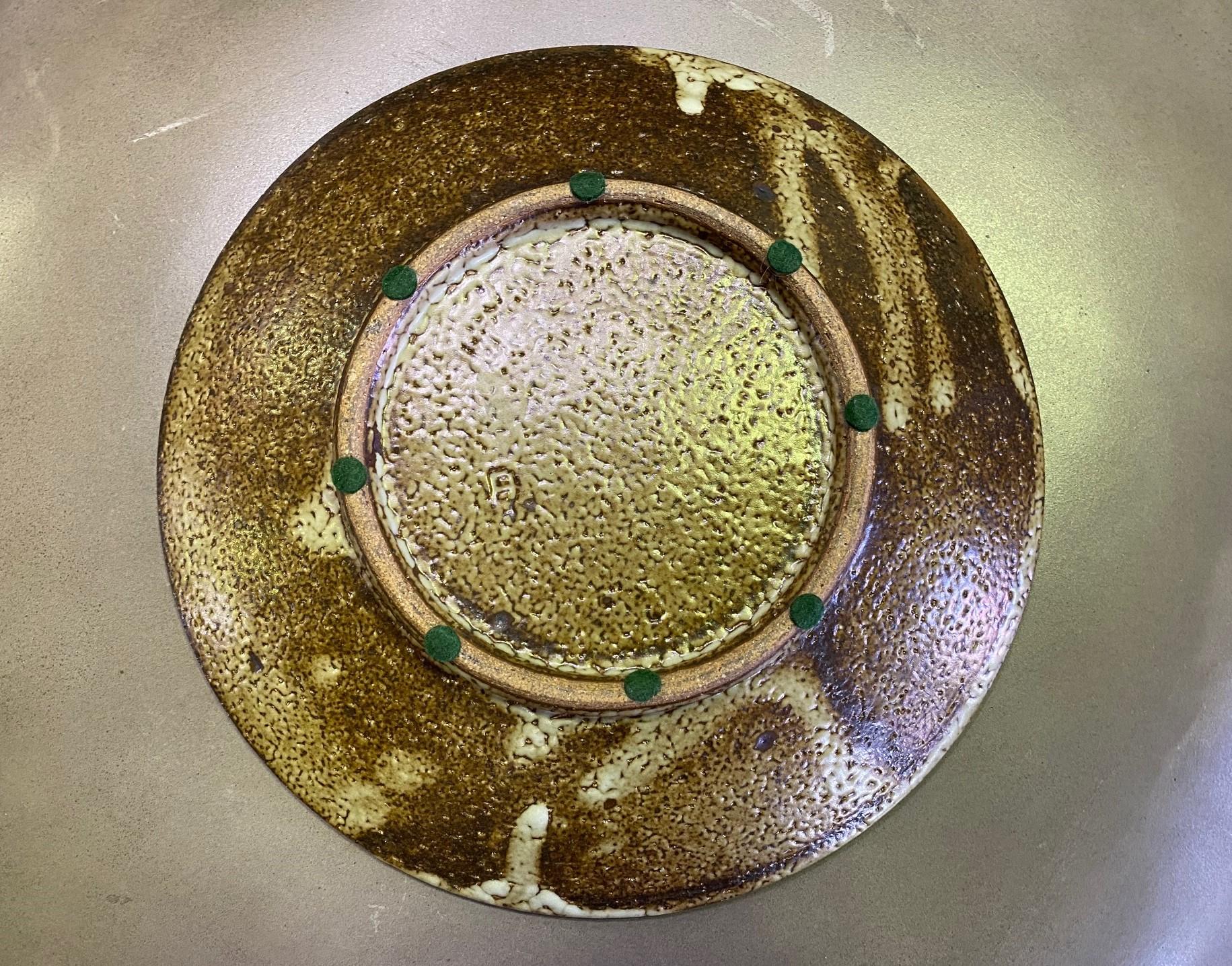 Earthenware Tatsuzo Shimaoka Japanese Glazed Rope Inlay Pottery Ceramic Plate Low Bowl