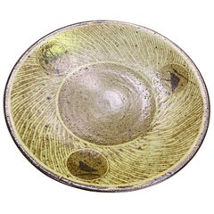 Tatsuzo Shimaoka Japanese Glazed Rope Inlay Pottery Ceramic Plate Low Bowl