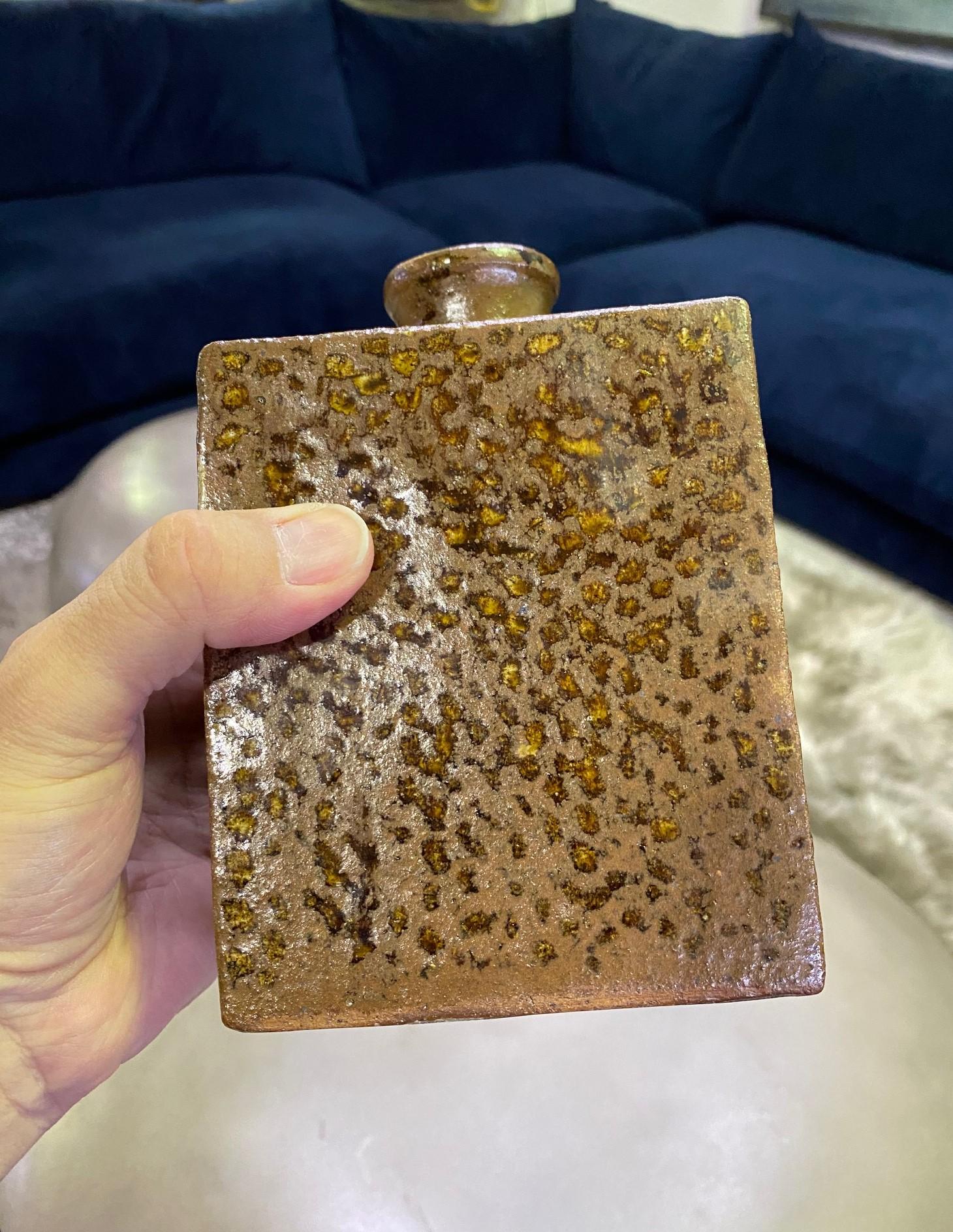 Tatsuzo Shimaoka Vaso in ceramica giapponese smaltato a intarsio di corda con scatola firmata in vendita 3