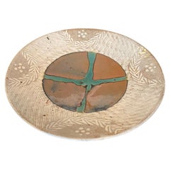 Tatsuzo Shimaoka Japanese Kaki Glazed Rope Inlay Mingei Pottery Bowl Plate