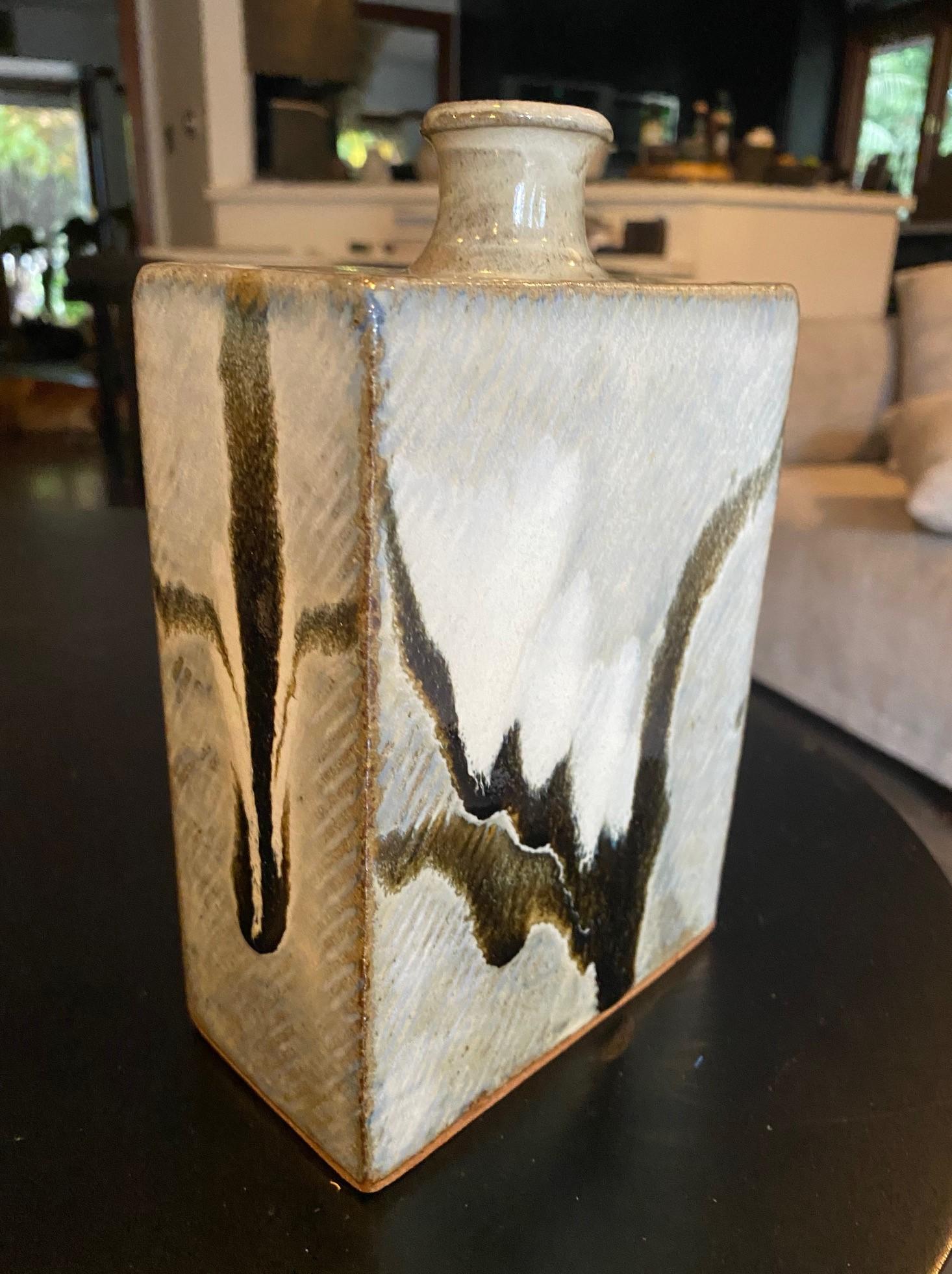 Tatsuzo Shimaoka Signed Exhibited Japanese Mingei Glazed Pottery Vase with Box 5