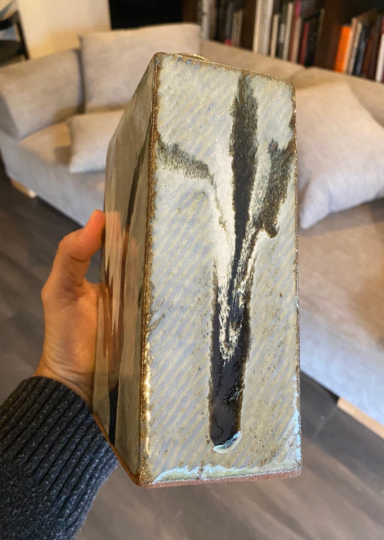 Tatsuzo Shimaoka Signed Exhibited Japanese Mingei Glazed Pottery Vase with Box 7