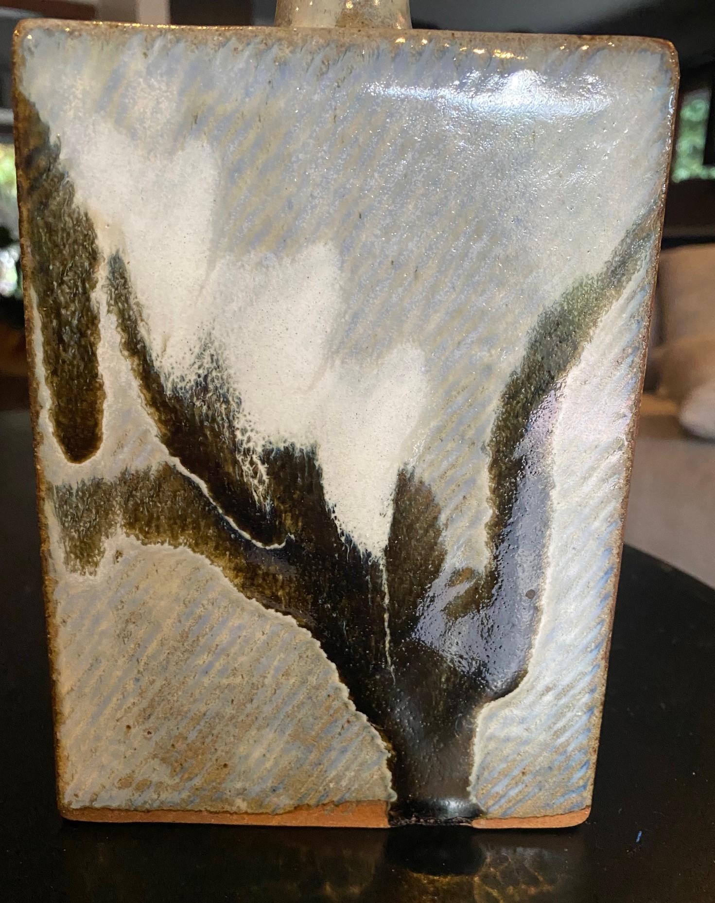 Tatsuzo Shimaoka Signed Exhibited Japanese Mingei Glazed Pottery Vase with Box 2