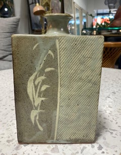 Tatsuzo Shimaoka Signed Japanese Mingei Henko Rope Inlay Pottery Vase with Box