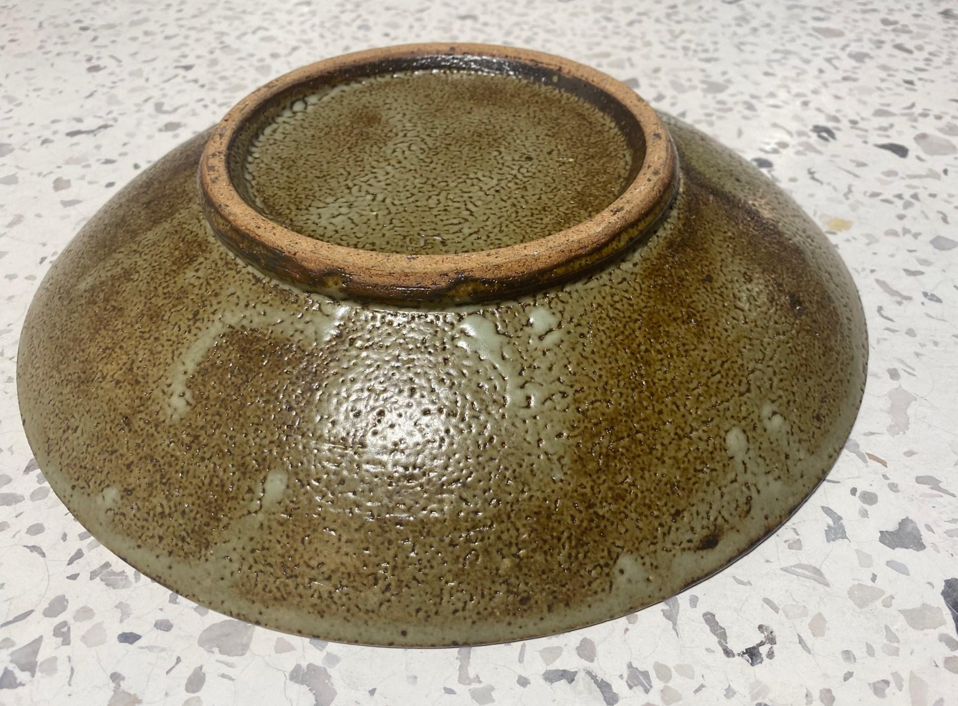 Tatsuzo Shimaoka firma il piatto ciotola in ceramica Mashiko con foglia di banano Mingei giapponese in vendita 3