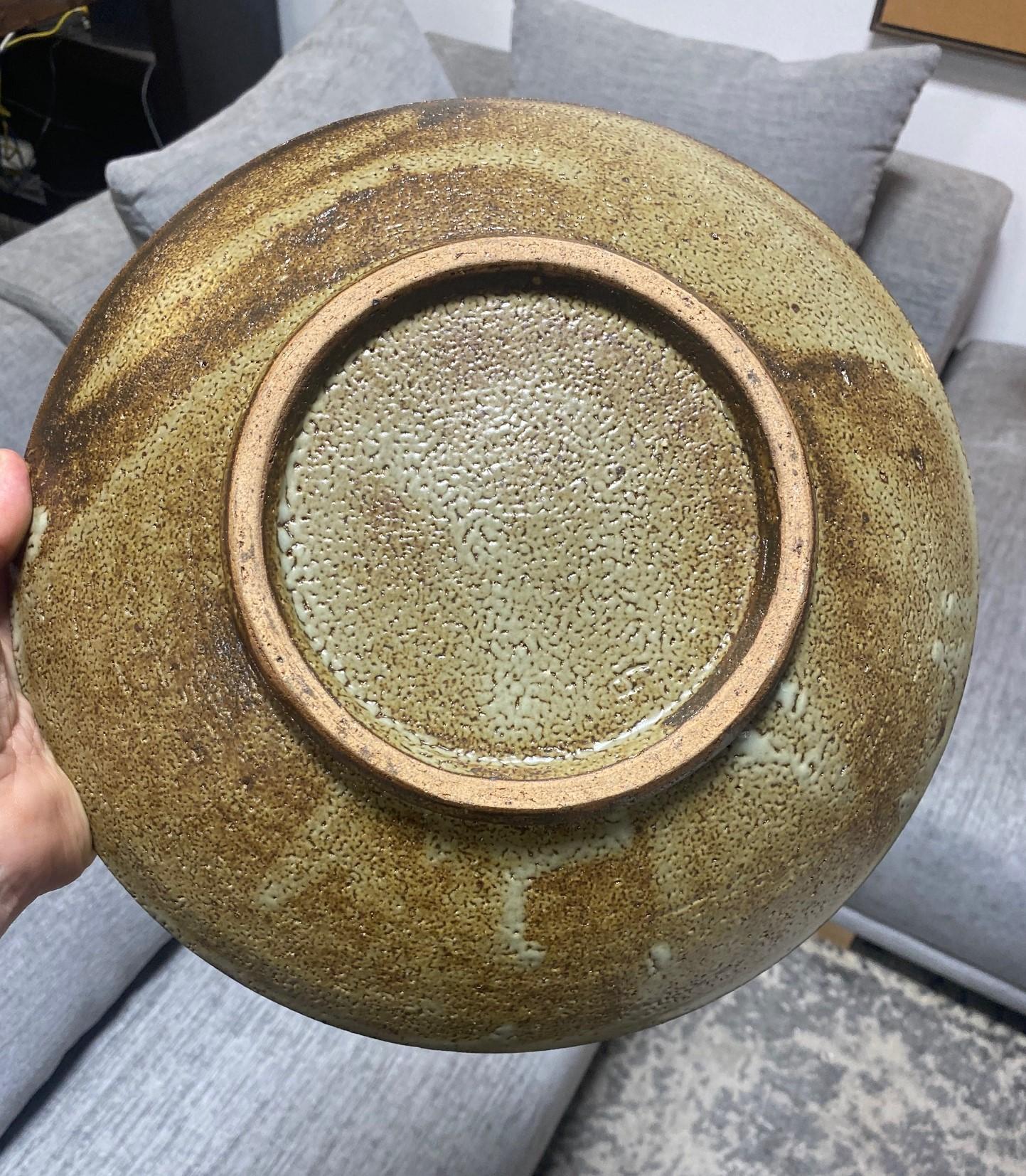 Tatsuzo Shimaoka firma il piatto ciotola in ceramica Mashiko con foglia di banano Mingei giapponese in vendita 7
