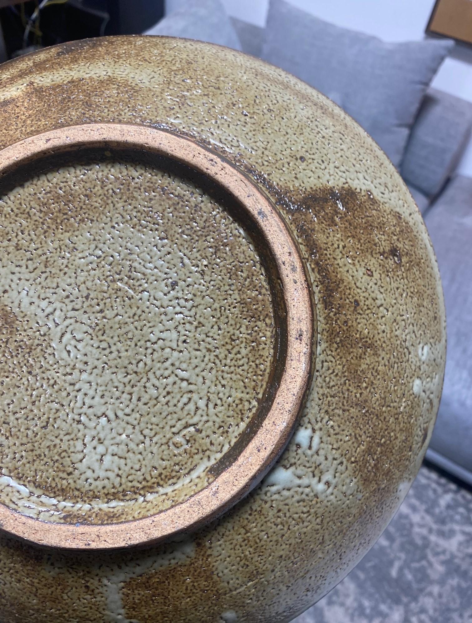 Tatsuzo Shimaoka firma il piatto ciotola in ceramica Mashiko con foglia di banano Mingei giapponese in vendita 9