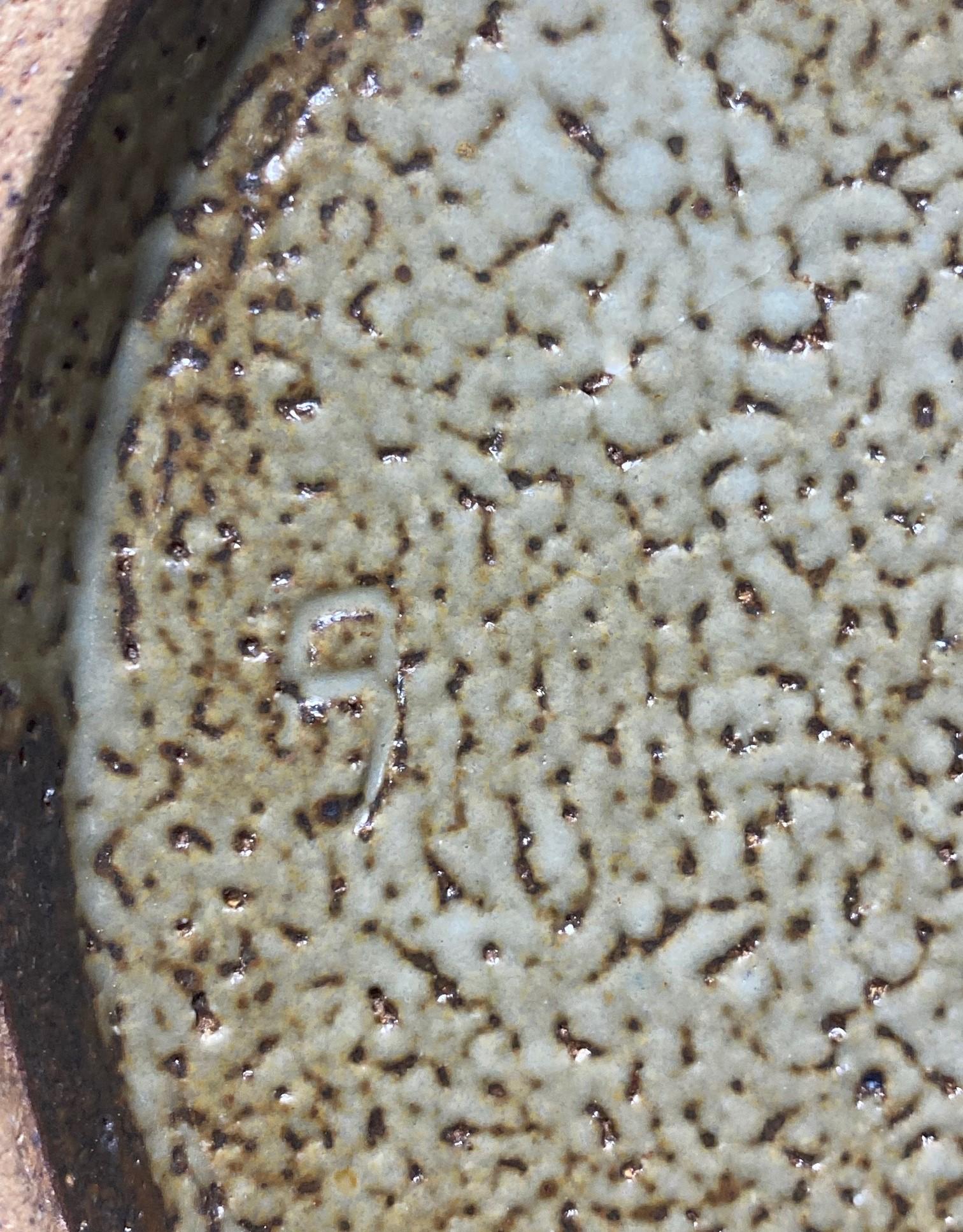 Tatsuzo Shimaoka firma il piatto ciotola in ceramica Mashiko con foglia di banano Mingei giapponese in vendita 10