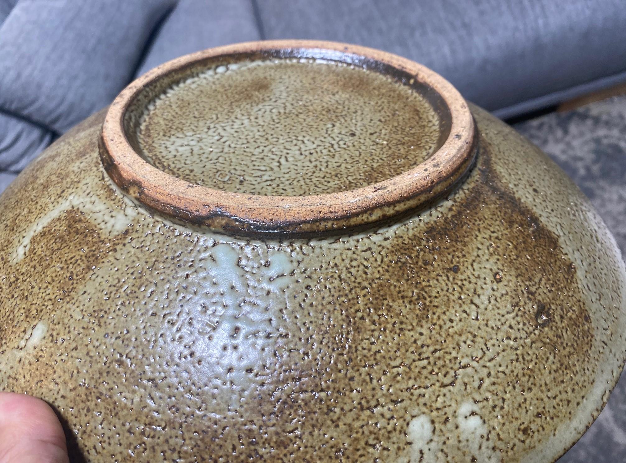 Tatsuzo Shimaoka firma il piatto ciotola in ceramica Mashiko con foglia di banano Mingei giapponese in vendita 11