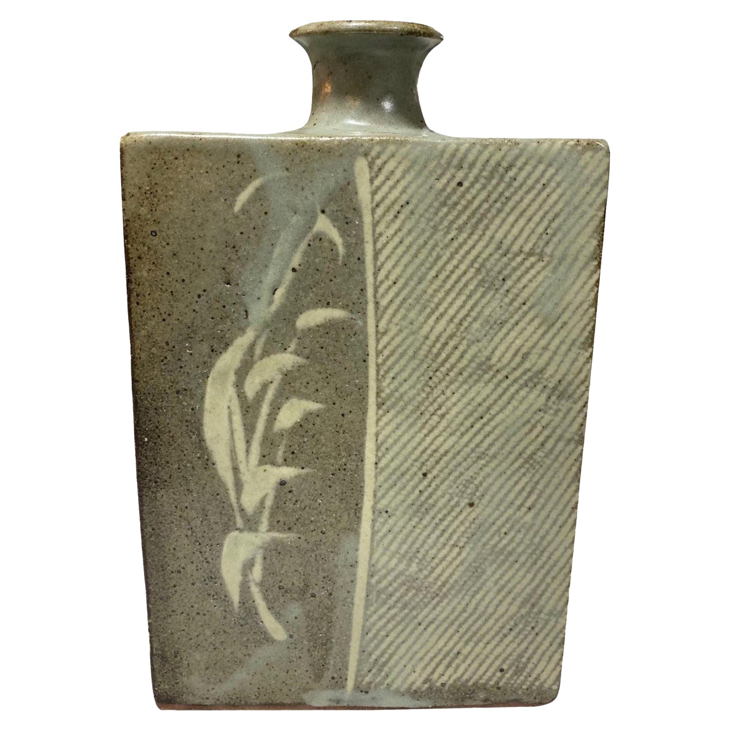 Tatsuzo Shimaoka, japonais Mingei Henko, vase en poterie avec incrustation de cordes, signé