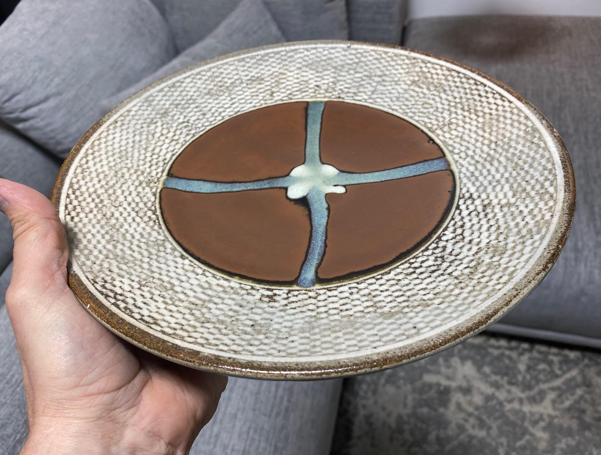 Tatsuzo Shimaoka firma il piatto della ciotola in ceramica Mashiko con intarsio di corda Mingei giapponese in vendita 5