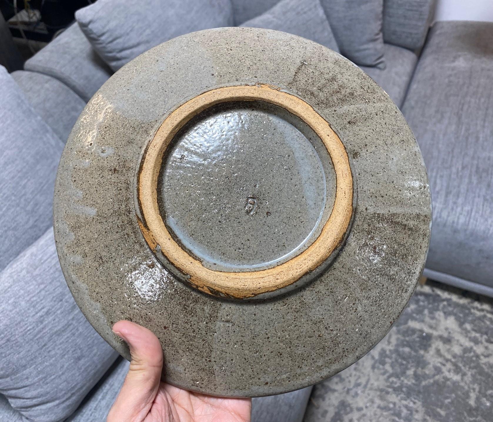 Tatsuzo Shimaoka firma il piatto della ciotola in ceramica Mashiko con intarsio di corda Mingei giapponese in vendita 6