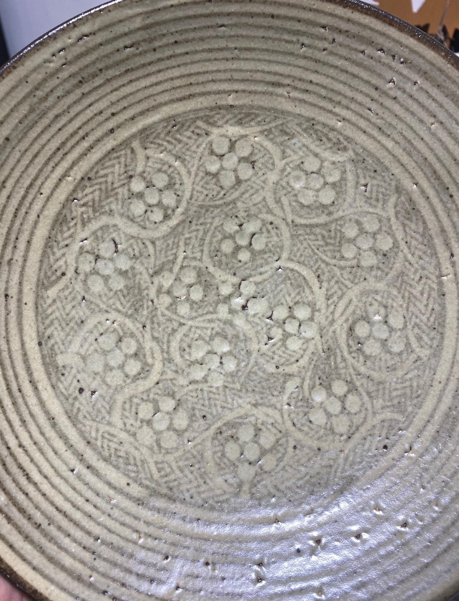 Tatsuzo Shimaoka Signed Japanese Mingei Rope Inlay Mashiko Pottery Plate Charger For Sale 5