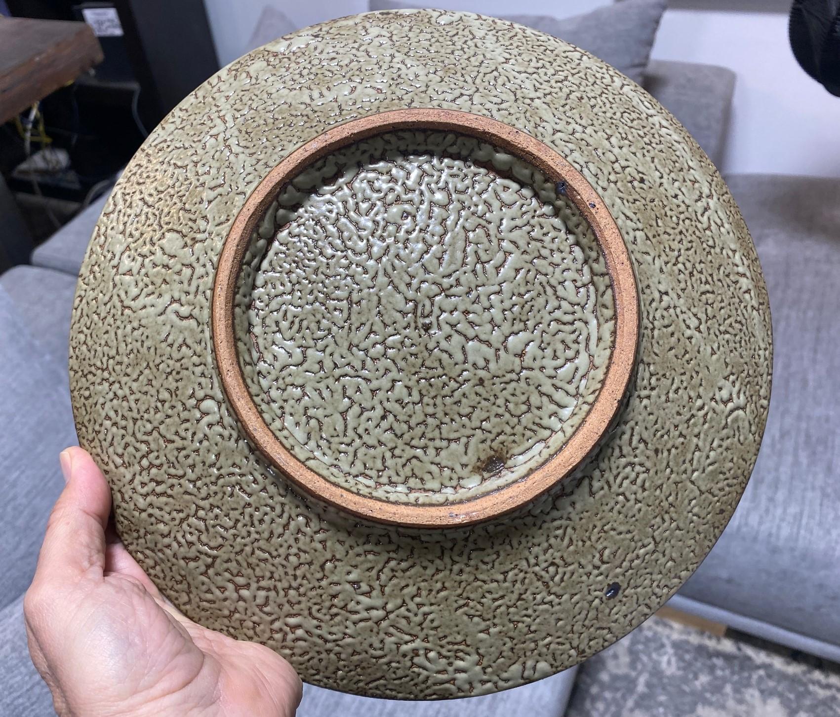 Tatsuzo Shimaoka Signed Japanese Mingei Rope Inlay Mashiko Pottery Plate Charger For Sale 7