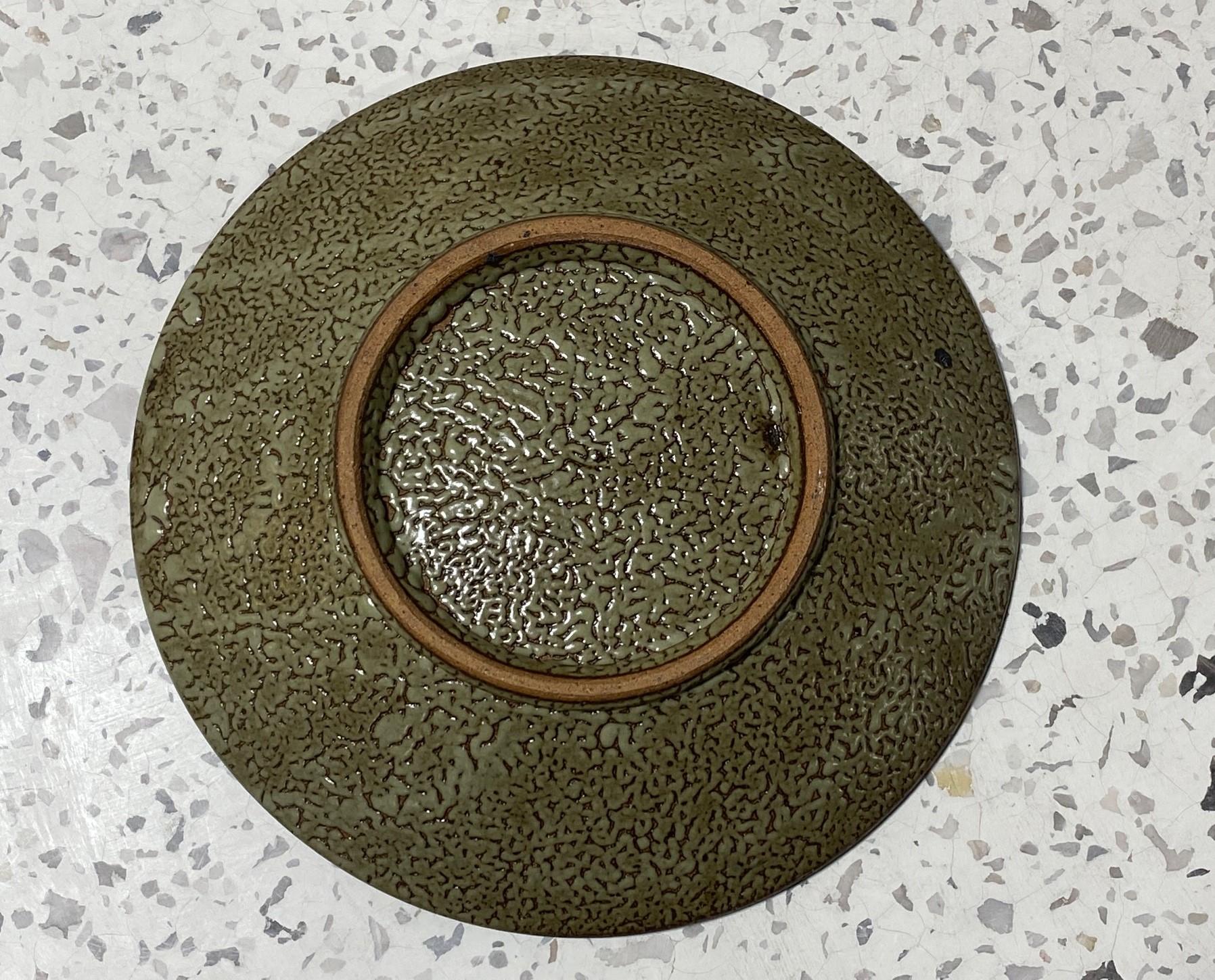 Tatsuzo Shimaoka Signed Japanese Mingei Rope Inlay Mashiko Pottery Plate Charger For Sale 1