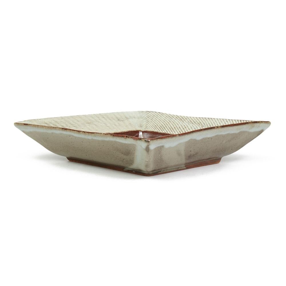 Glazed Tatsuzo Shimaoka Square Stoneware Studio Pottery Plate, 20th Century For Sale
