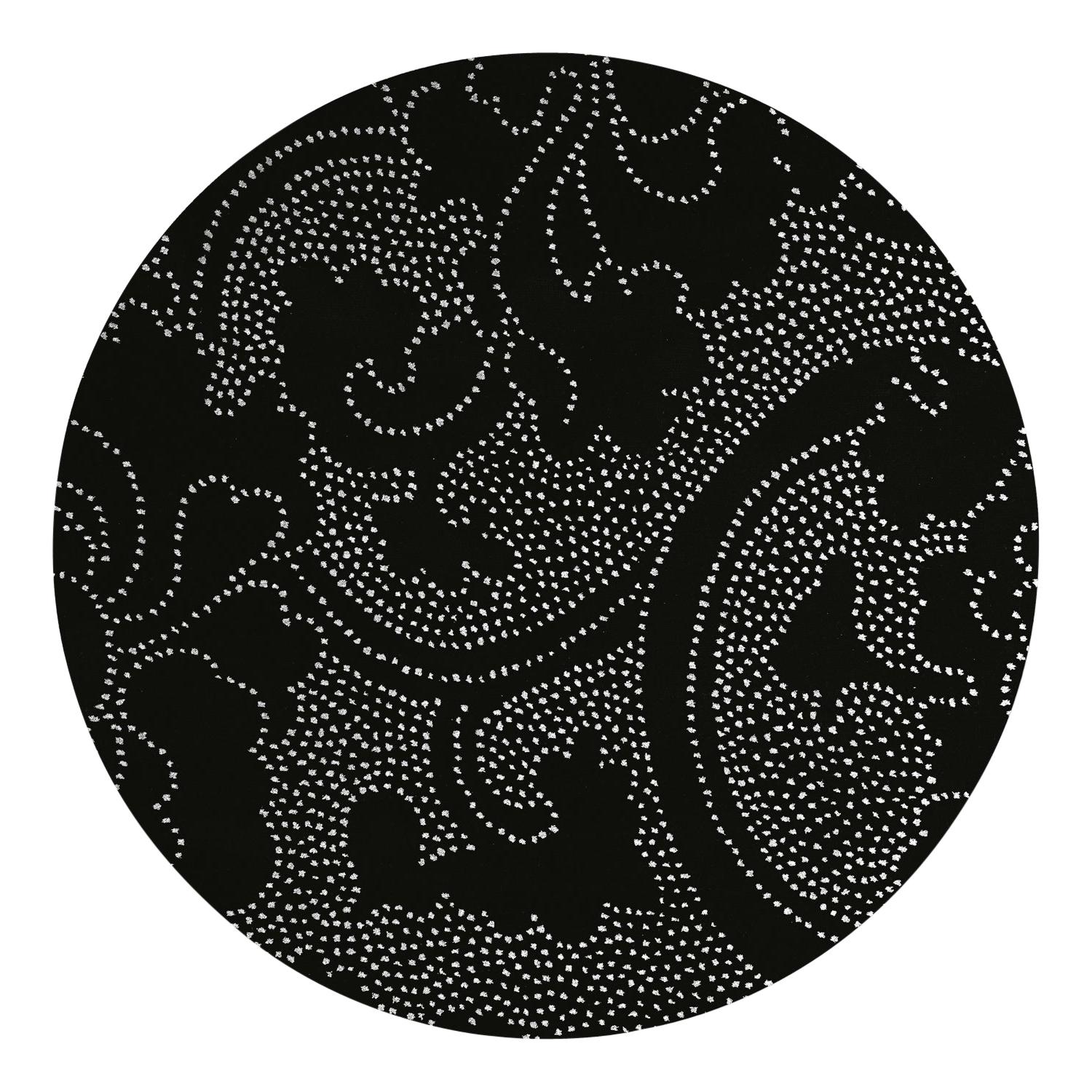 Biophilic Motifs Black White Wool Round Rug by Deanna Comellini In Stock 110 cm en vente