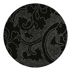 Contemporary Round Black-White New Zealand Wool Rug by Deanna Comellini ø 110 cm