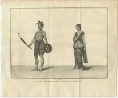 Tattooed Burmese Farmer and His Wife – Antique Costume Print, circa 1800