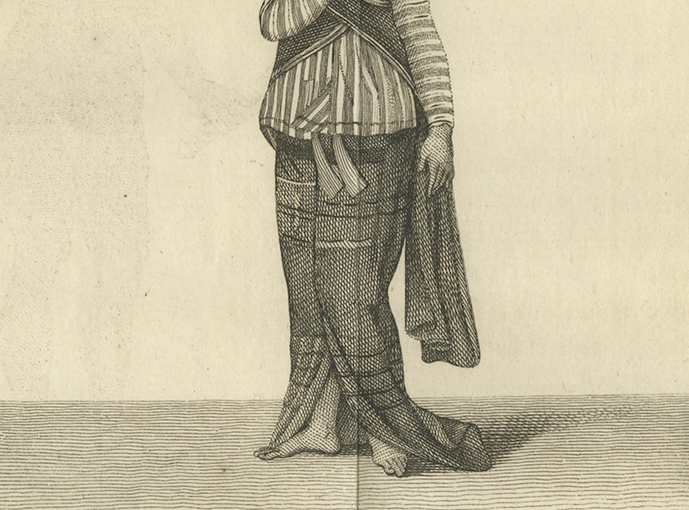 Granjero birmano tatuado y su esposa - Grabado antiguo sobre traje, hacia 1800 siglo XIX en venta