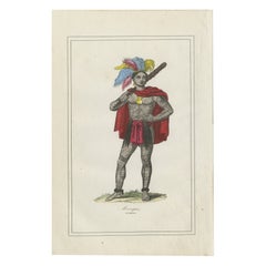 Tattooed Maori Warrior Costume Print – Antique Hand-Colored Lithograph, 1854